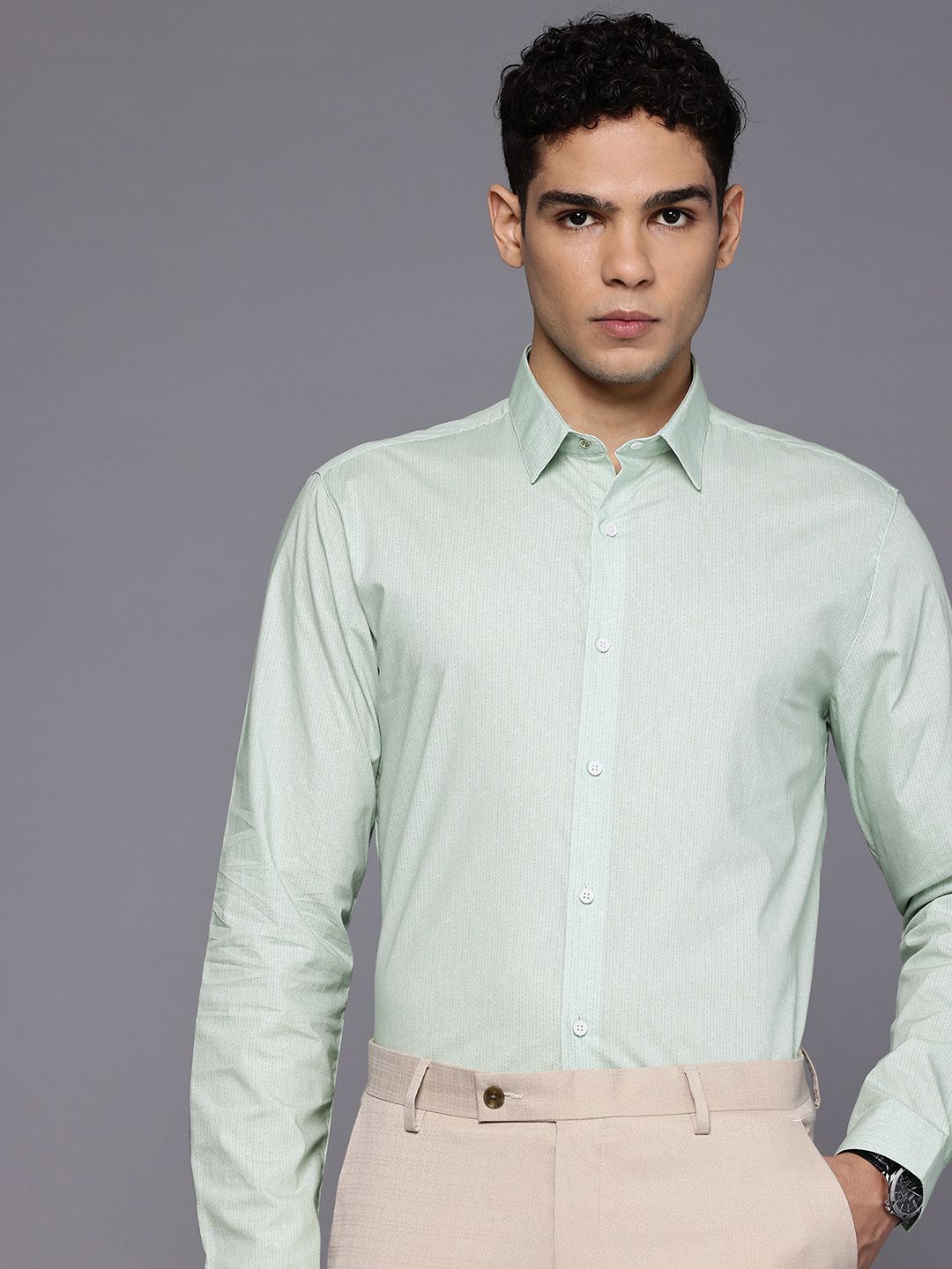 Louis Philippe Ath.Work Louis Philippe Ath.Work Geometric Printed Super Slim Fit Formal Shirt