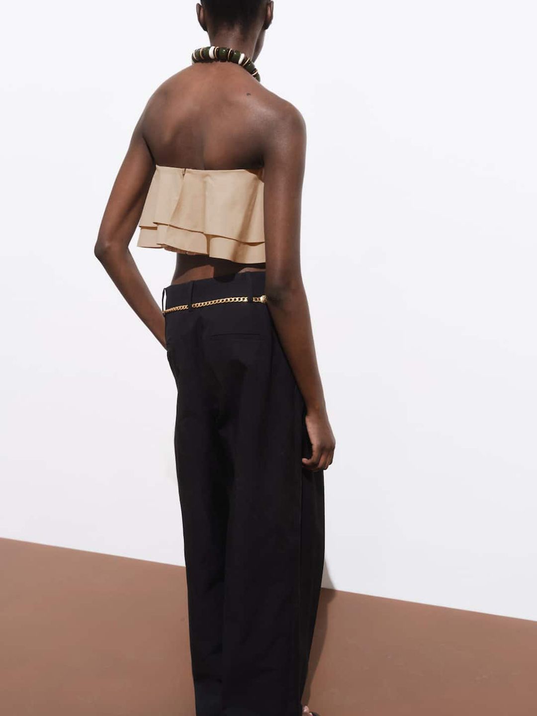 Off-Shoulder Ruffles Cotton Tube Crop Top