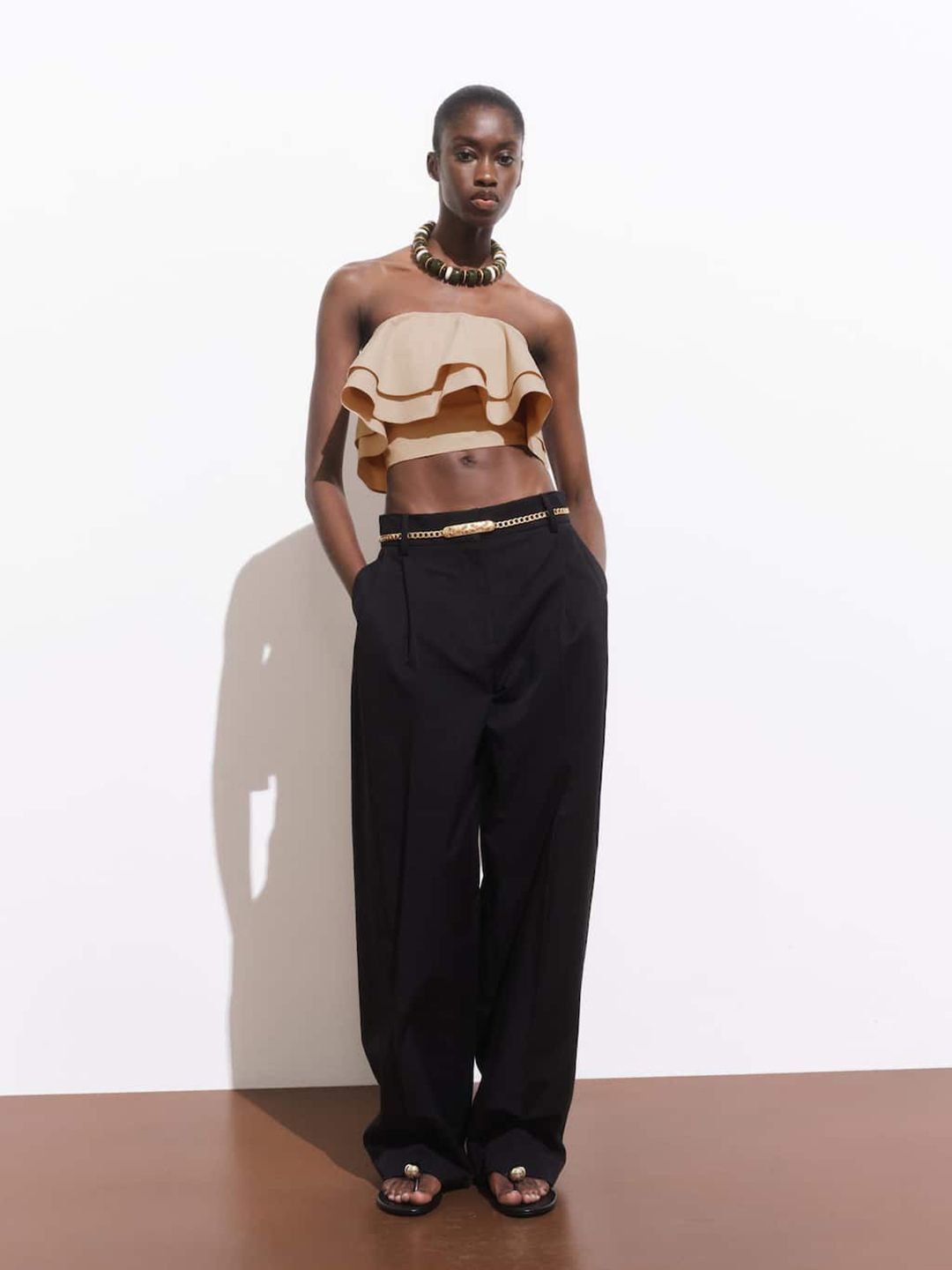 Off-Shoulder Ruffles Cotton Tube Crop Top