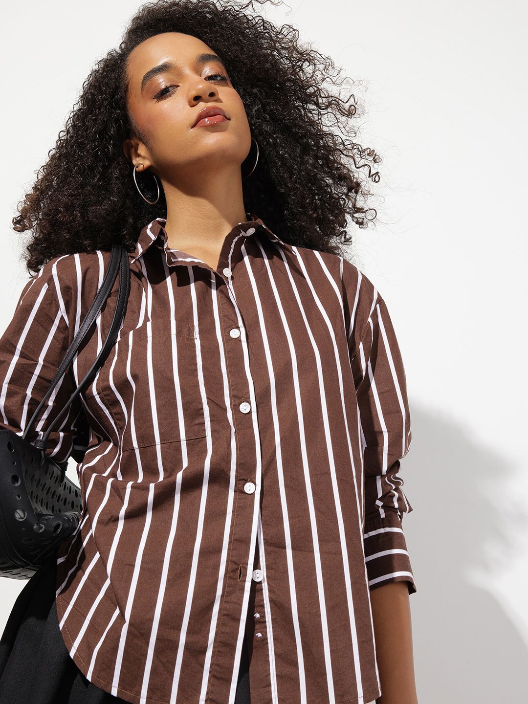 Roadster The Roadster Lifestyle Co. Women Striped Oversized Pure Cotton Casual Shirt