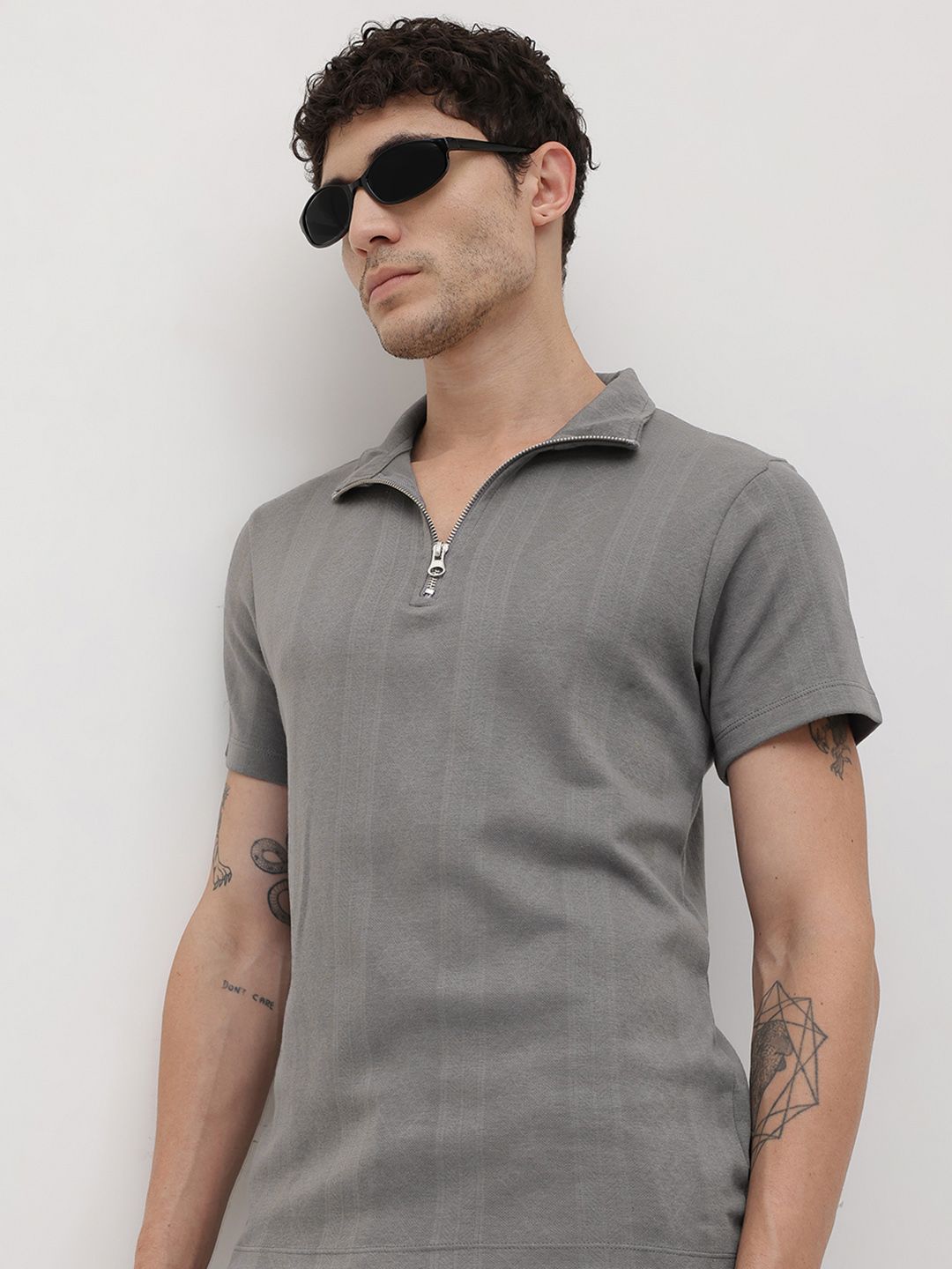 The Roadster Lifestyle Co. Men Striped Polo Collar T-shirt