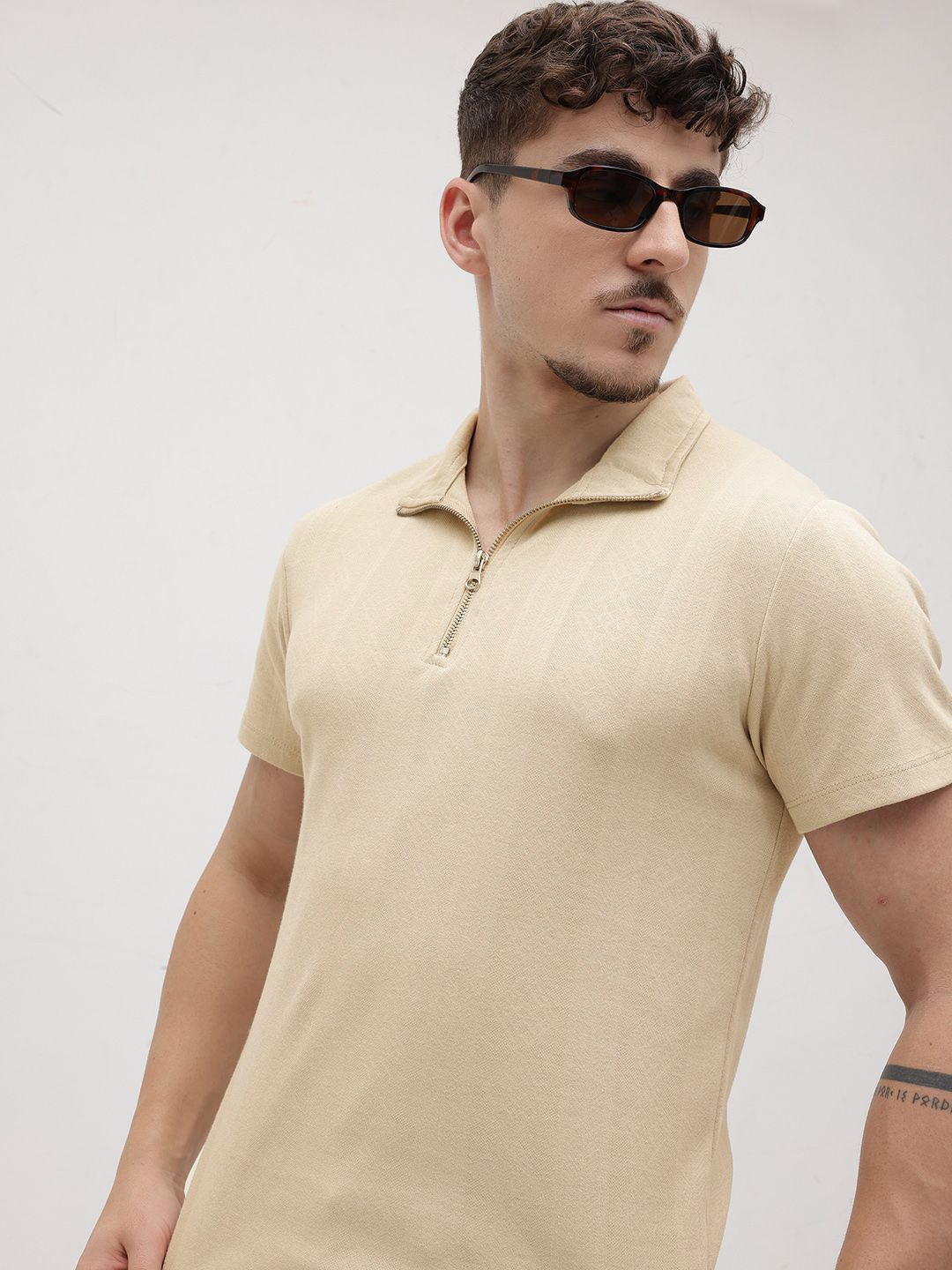 The Roadster Lifestyle Co. Men Striped Polo Collar T-shirt