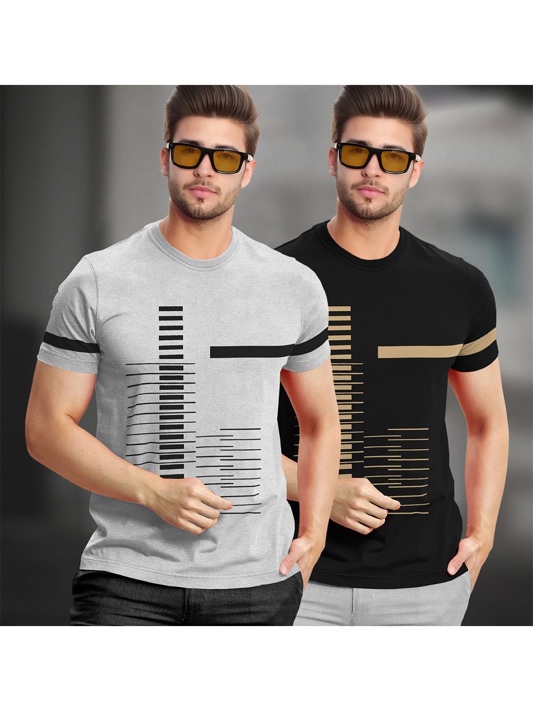 TRIPR Men Pack of 2 Regular Fit Cotton T-shirt