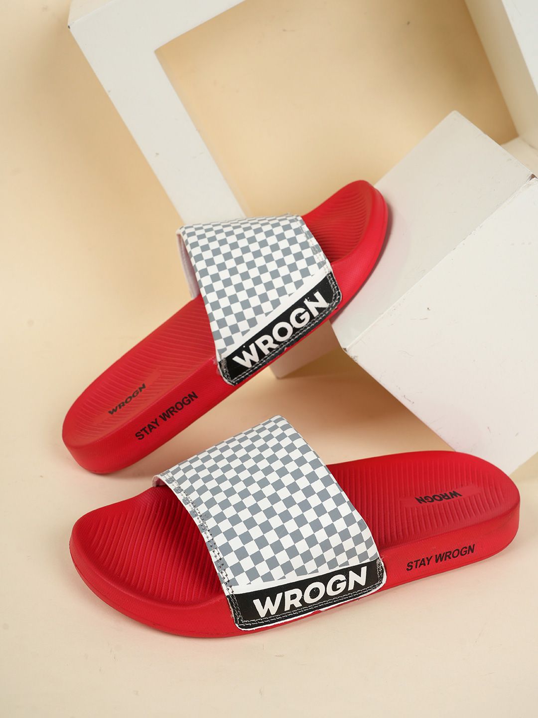 WROGN Men Checked Casual Sliders