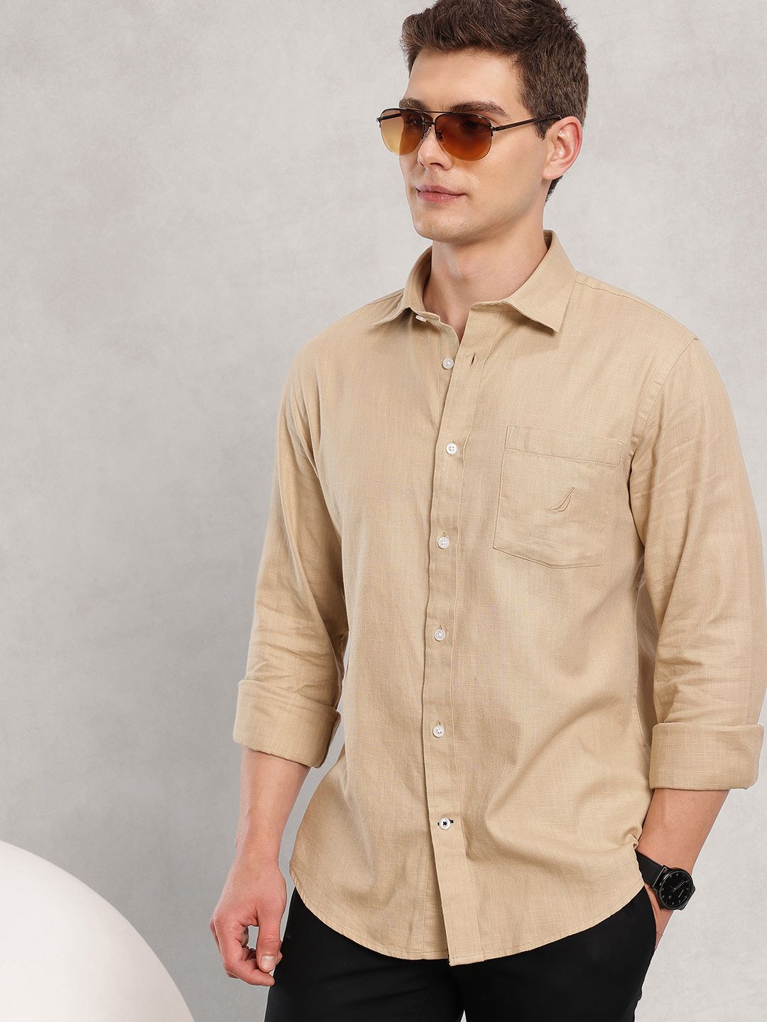 Nautica Men Premium Slim Fit Pure Cotton Casual Shirt