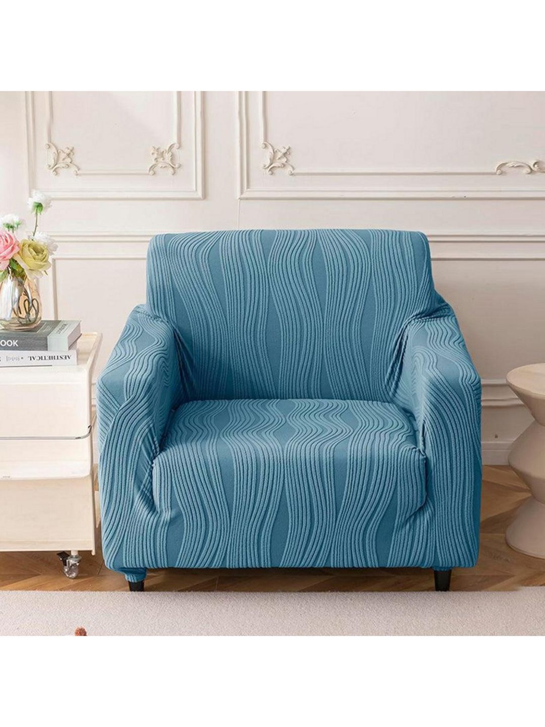 Stylista Reversible Double Sided Chenille Anti-Slip Straight Single Seater Sofa Cover-