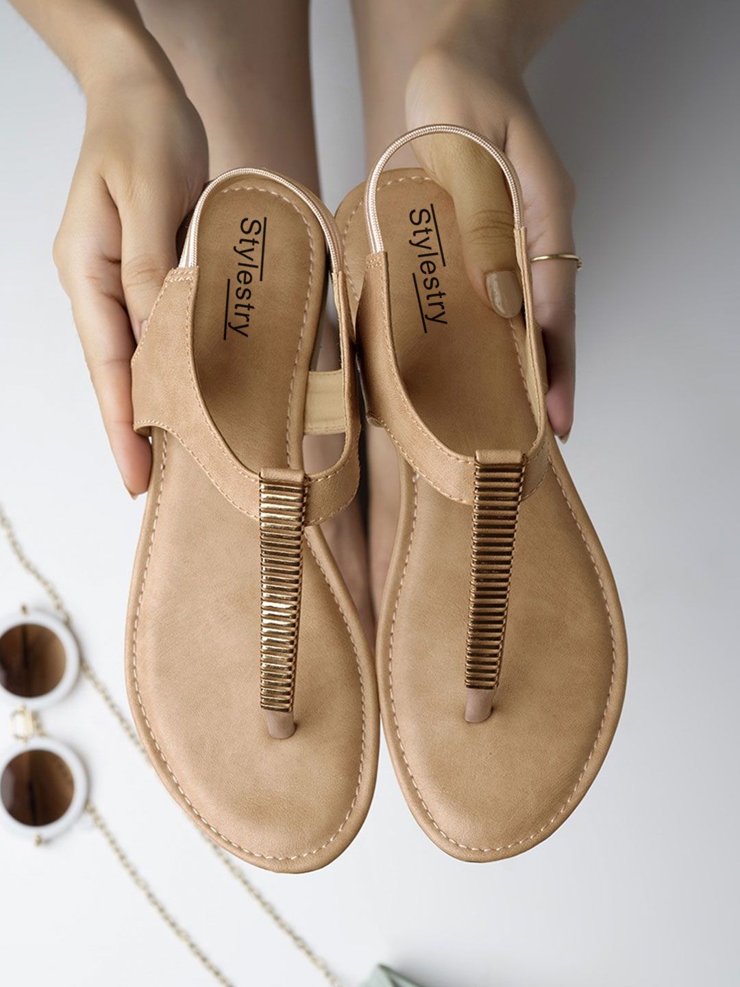 Stylestry Girls Open Toe Flats