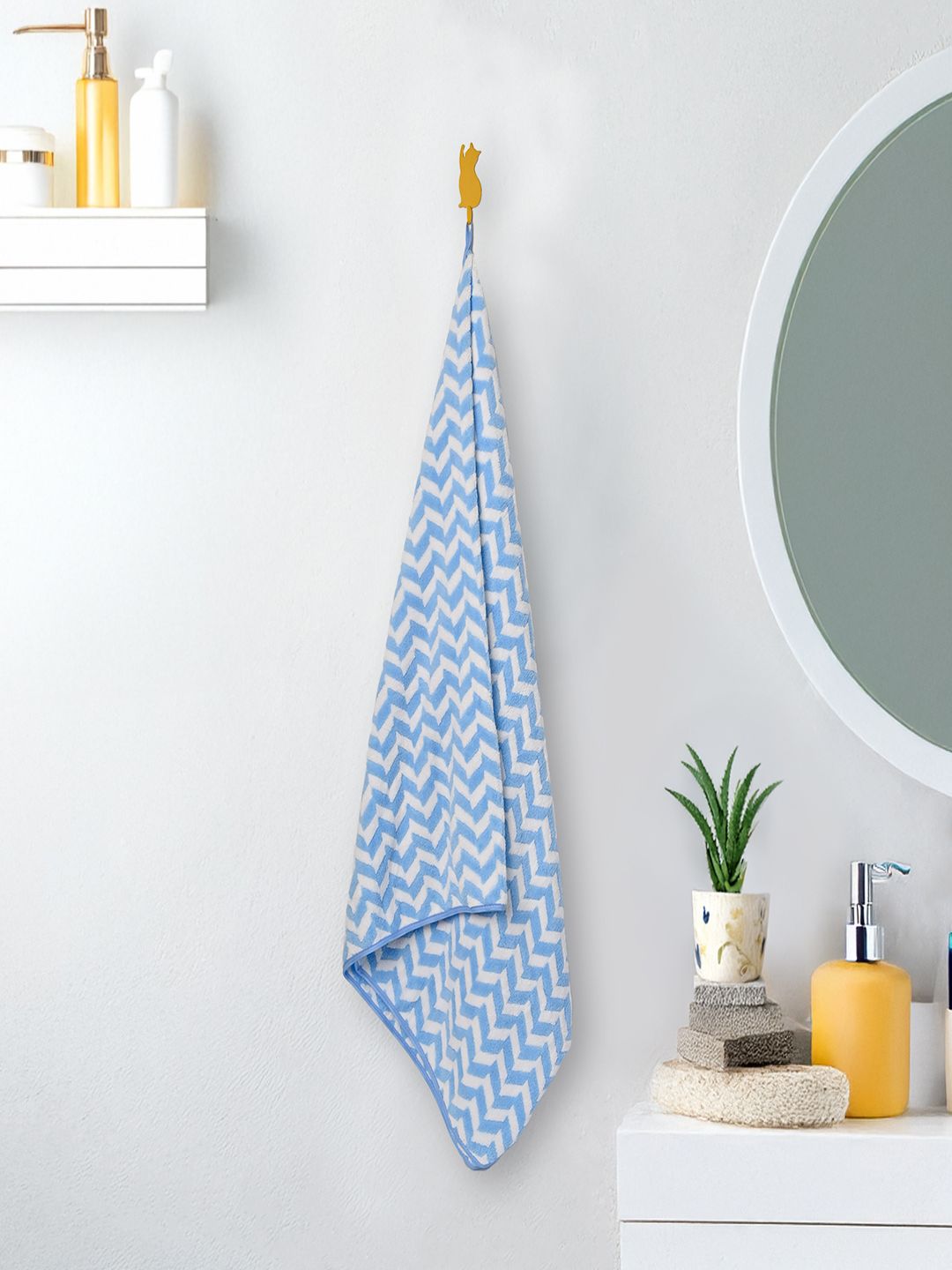 MARKET99 Blue 1 Striped 300 GSM Bath Towel