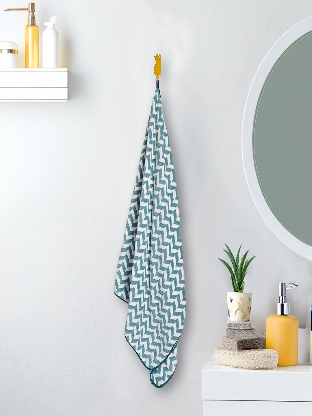 MARKET99 Blue 1 Striped 300 GSM Bath Towel