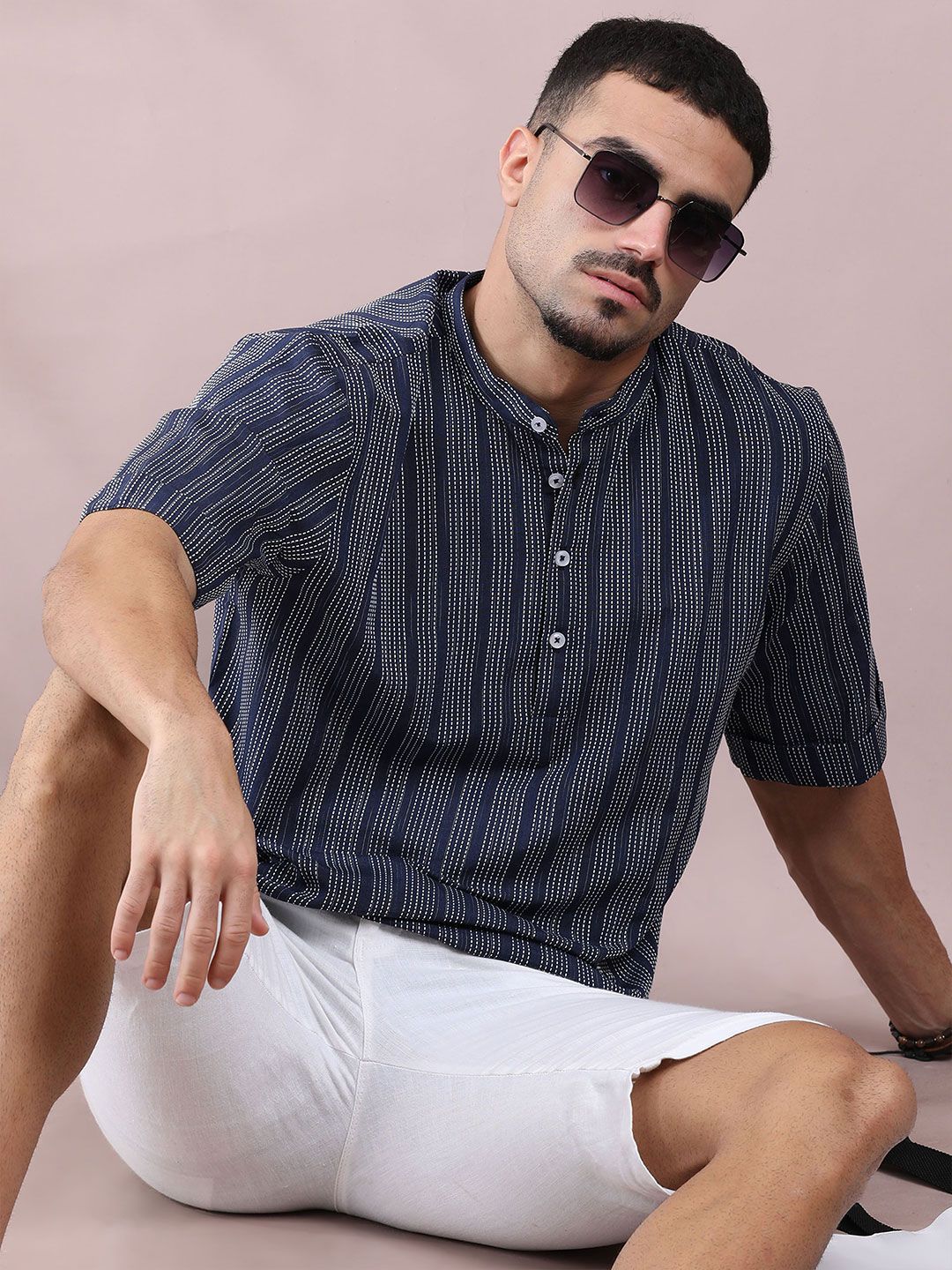 FILORI STUDIO Men Striped Printed Kurta