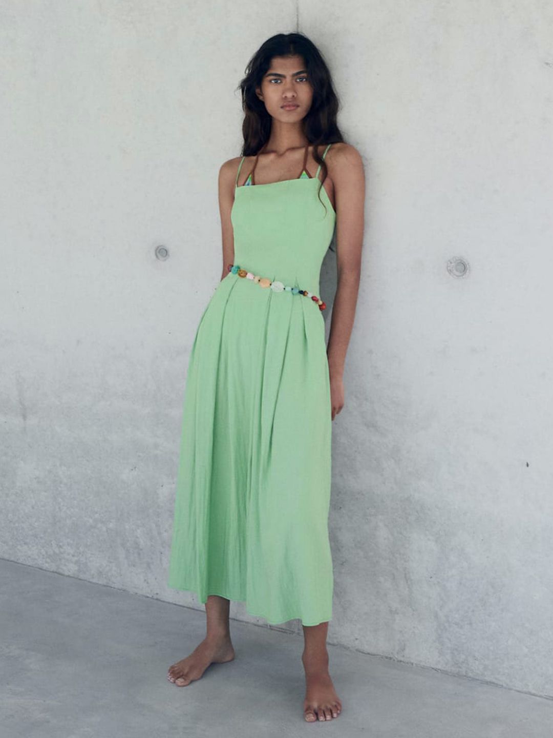 Buy MANGO Pleated Sleeveless Fit & Flare Midi Dress - Dresses for Women  34631458 | Myntra
