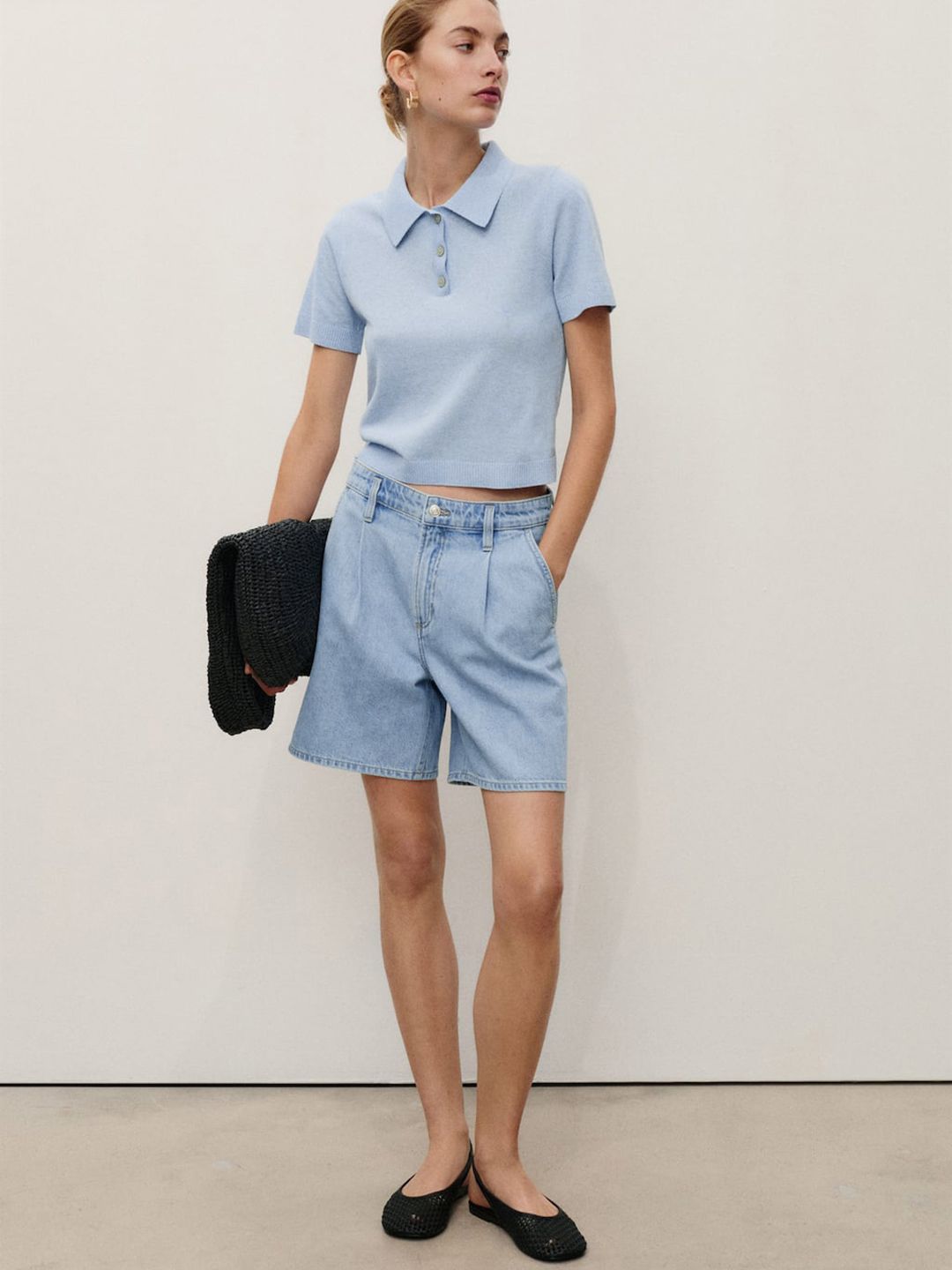 Mid-Rise Pleated Shorts