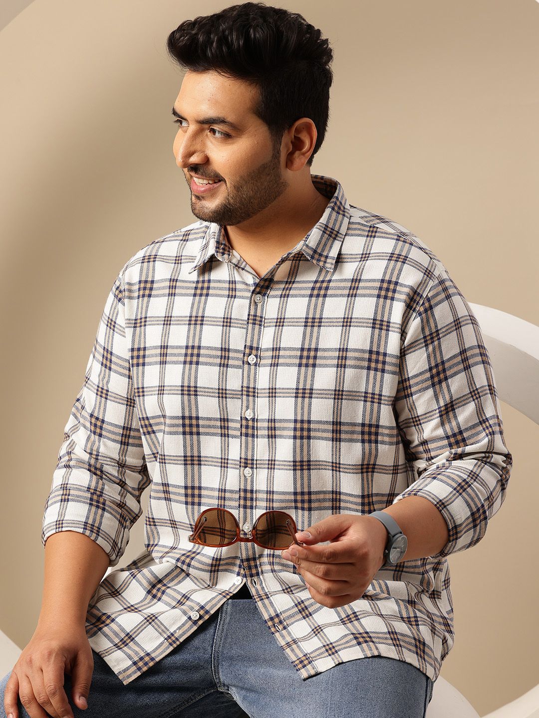 Sztori Men Plus Size Checked Casual Shirt