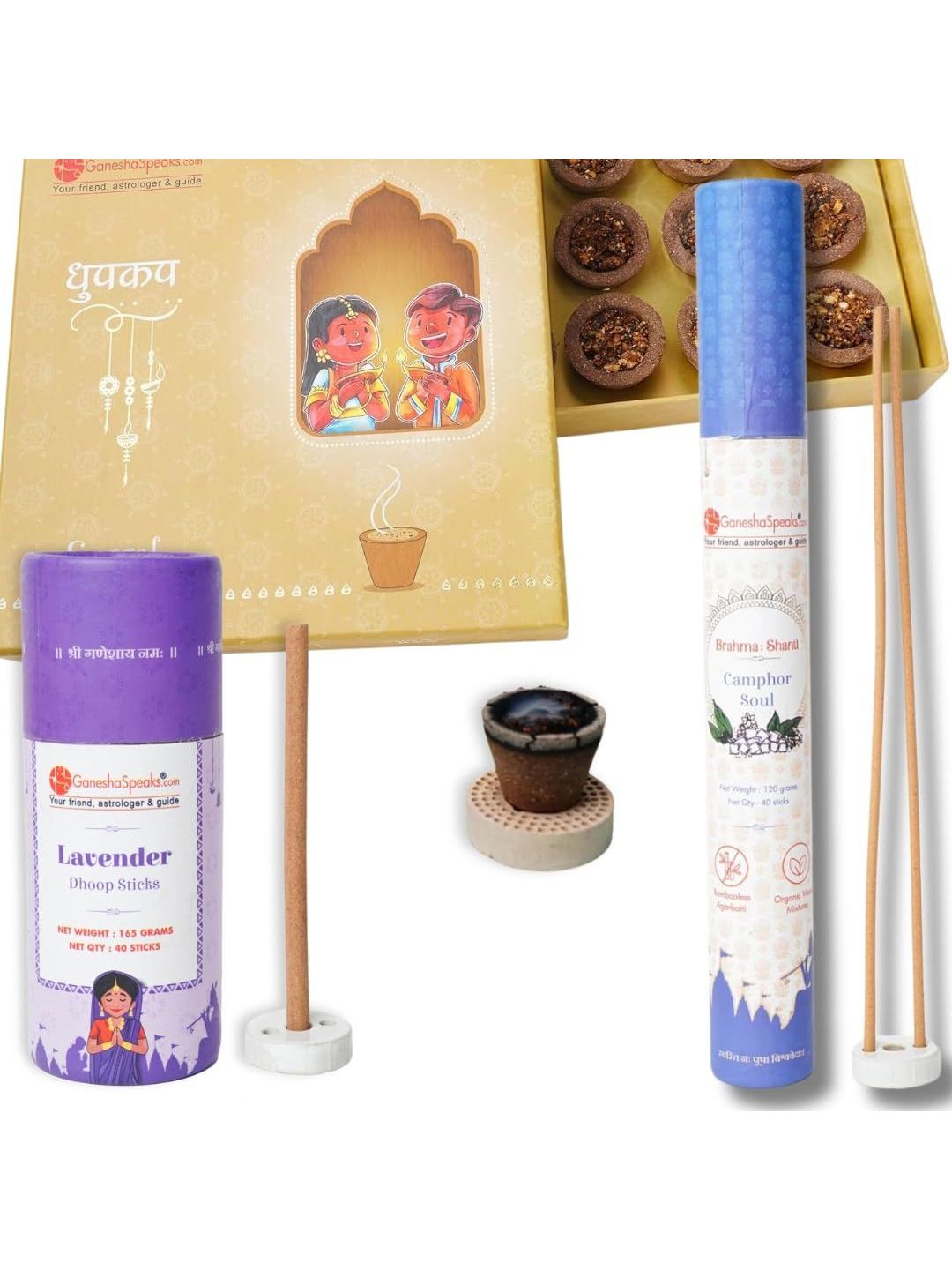 GaneshaSpeaks Wood 3 Piece Scented Ganesh Chaturthi Incense Sticks
