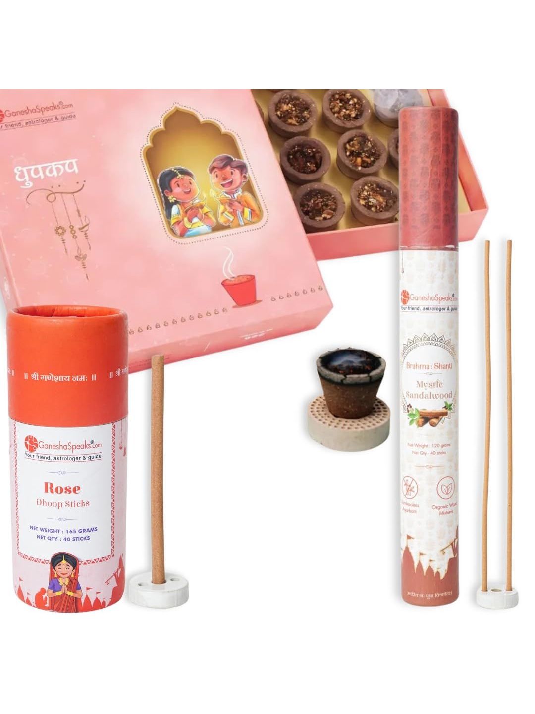 GaneshaSpeaks Wood 3 Piece Chemical-Free Ganesh Chaturthi Incense Sticks