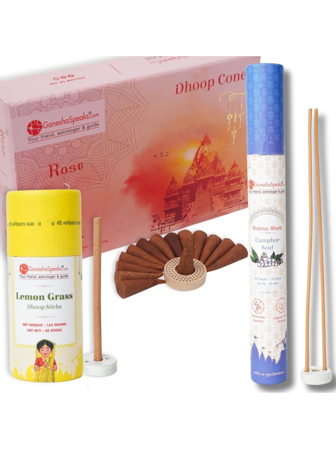 GaneshaSpeaks Ganesha Wood 2 Piece Easy to Clean Ganesh Chaturthi Incense Sticks