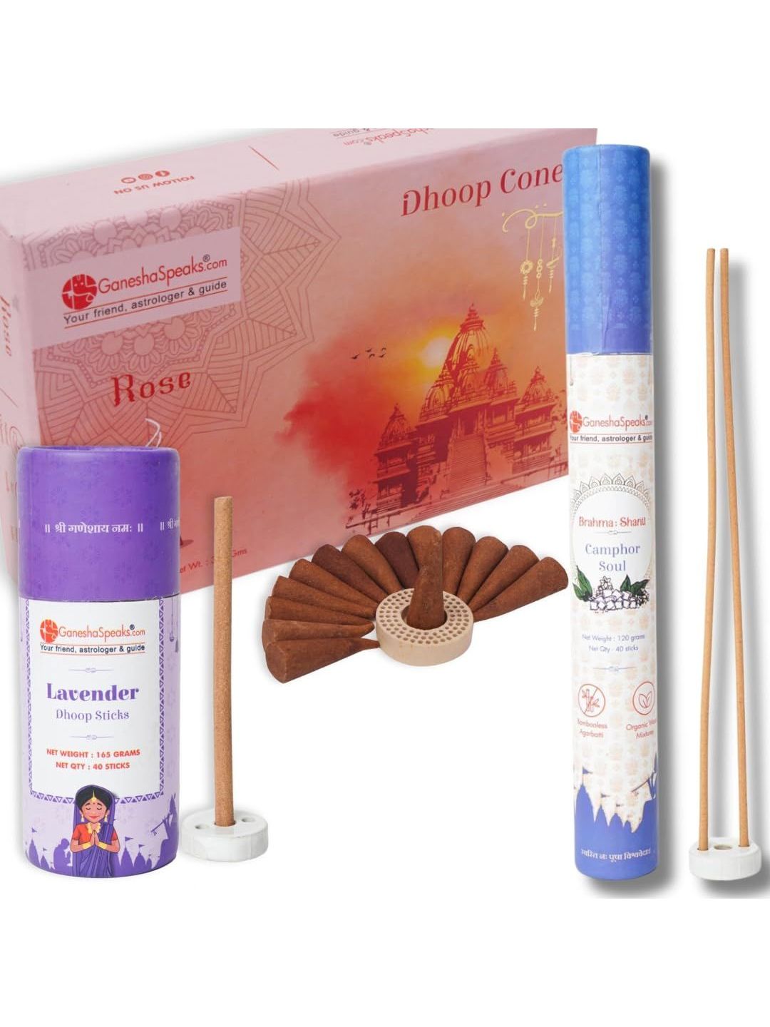 GaneshaSpeaks Ganesha Wood 3 Piece Easy to Clean Ganesh Chaturthi Incense Sticks