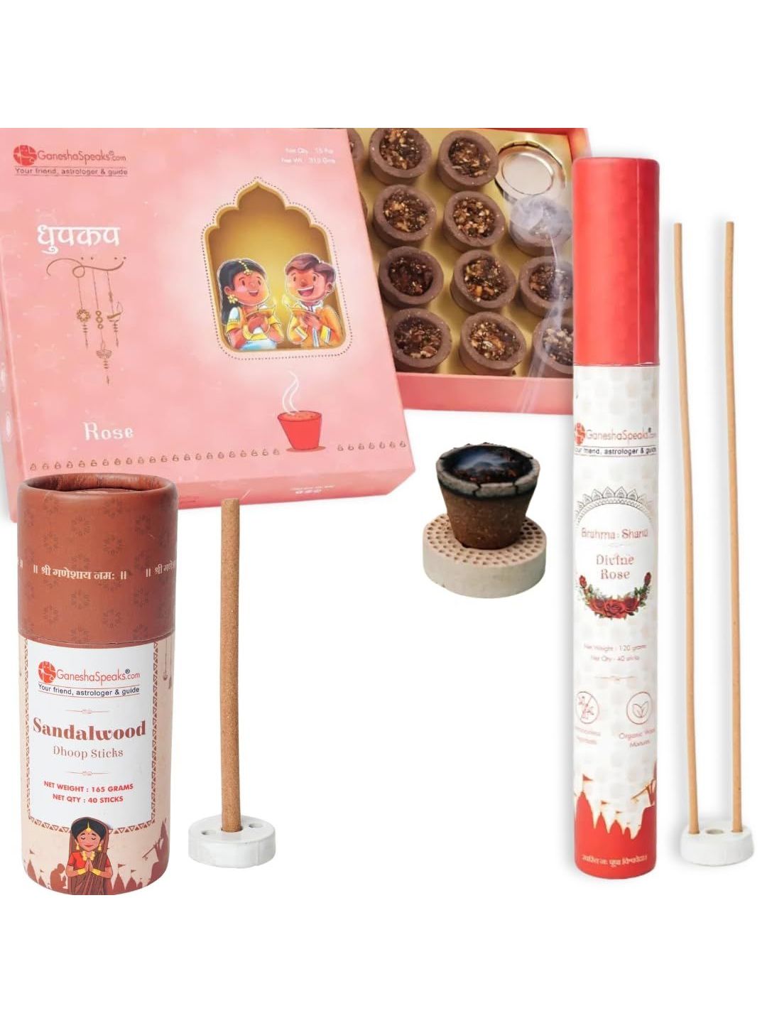 GaneshaSpeaks Ganesha Wood 55 Piece Scented Ganesh Chaturthi Incense Sticks