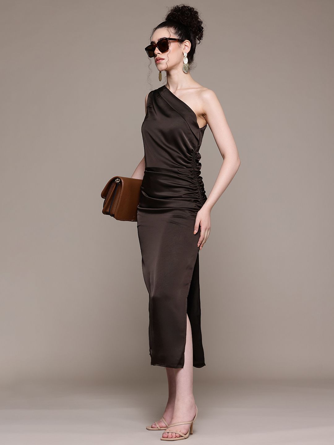 strapless open back dress Tatiana Velvet One Shoulder Maxi Dress main image 1