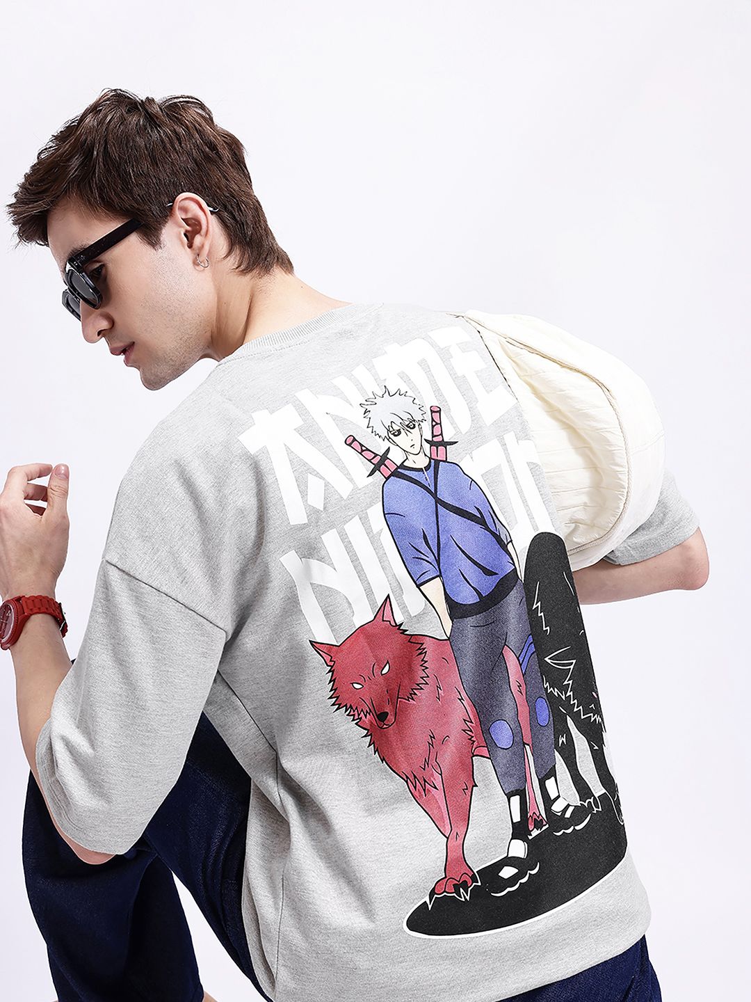 Kook N Keech Anime Nippon Printed Drop-Shoulder Sleeves Oversized T-shirt