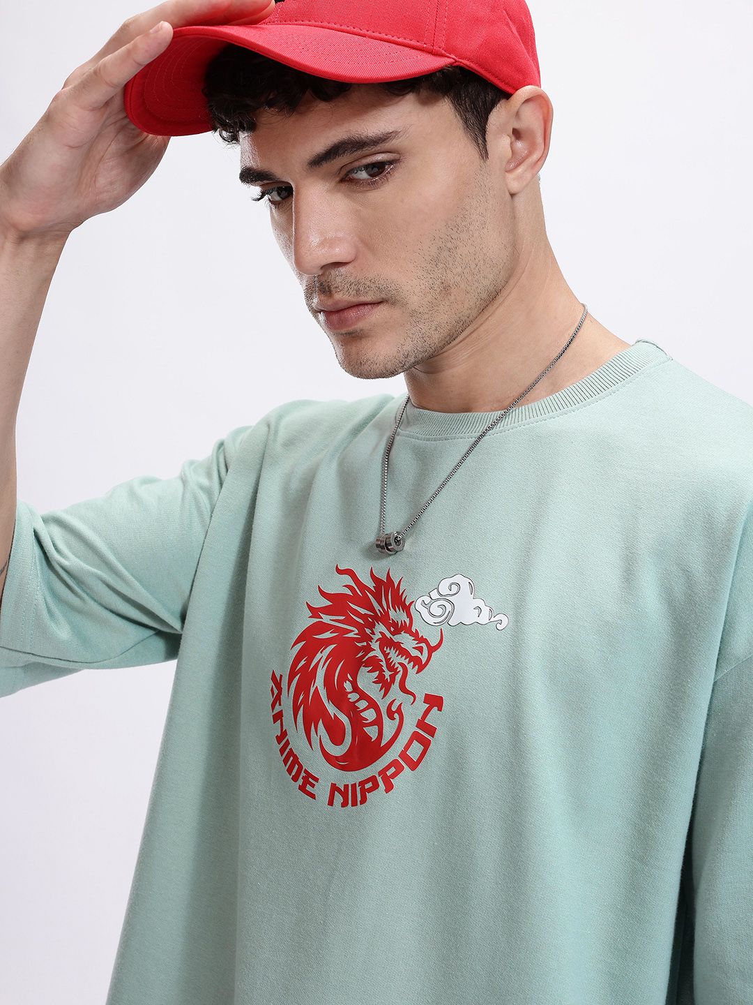 Kook N Keech Anime Nippon Printed Drop-Shoulder Sleeves Oversized T-shirt