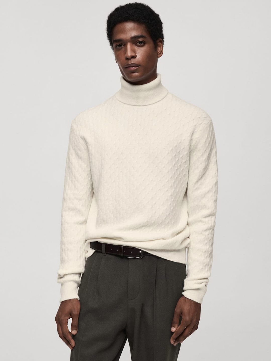 MANGO MAN Cable Knit Pullover