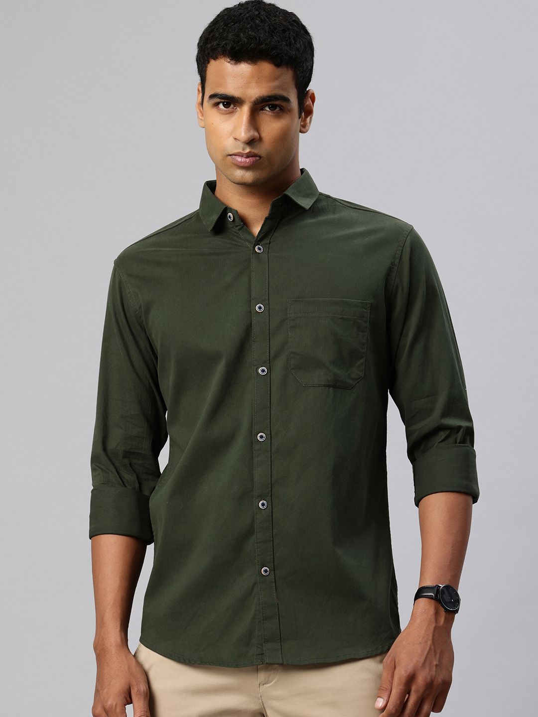 Majestic Man Solid Slim Fit Casual Shirt
