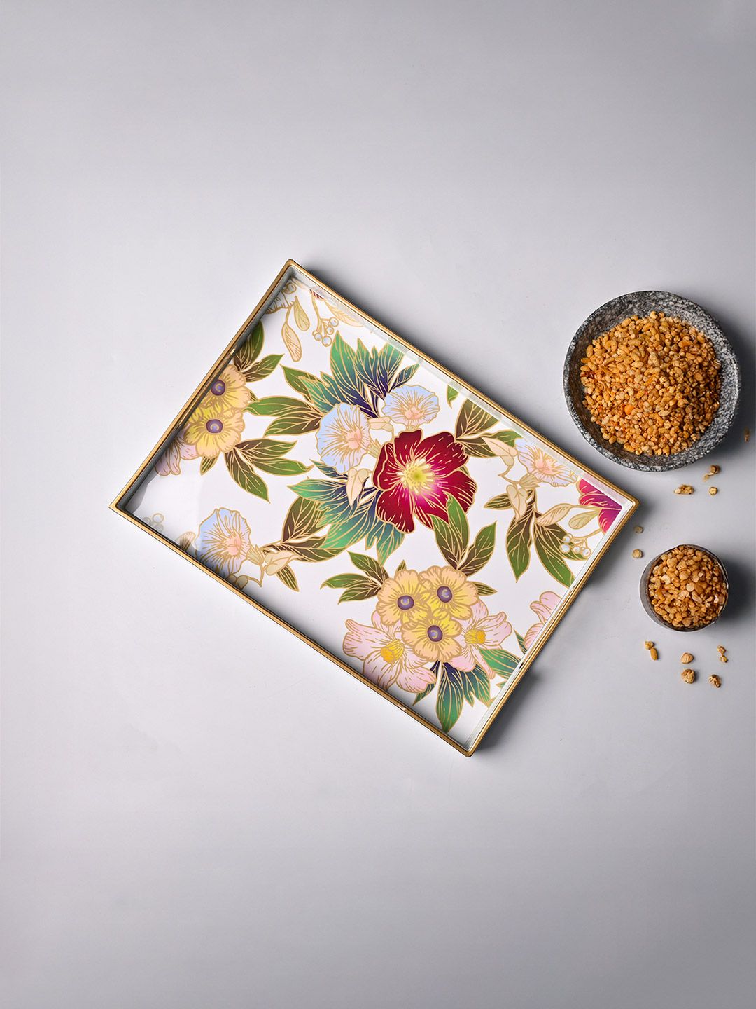 MARKET99 VON CASA Floral Design Small Decorative Serving Tray