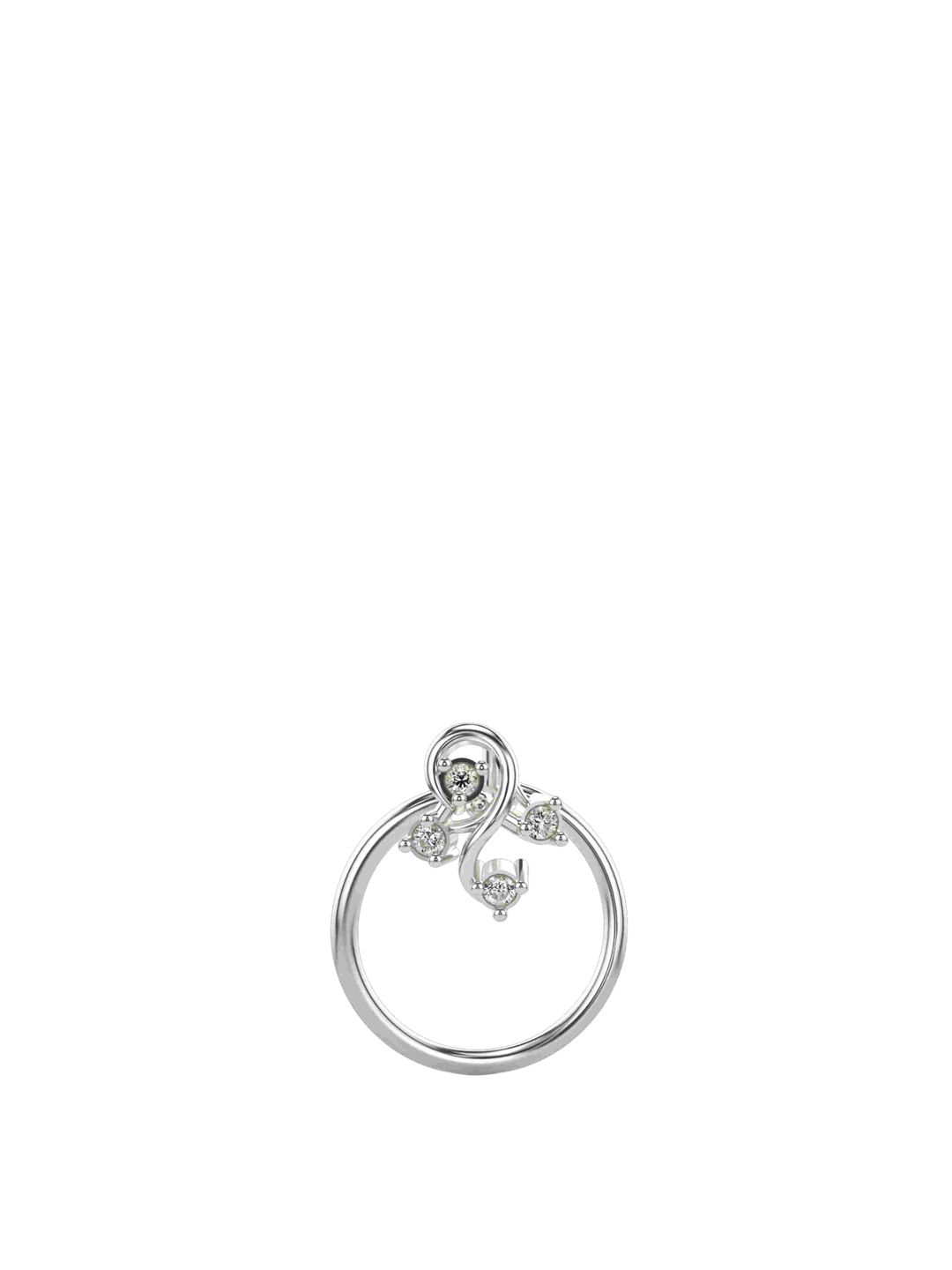 VALANOVA 925 Sterling Silver Diamond Studded Nosepin  0.12g