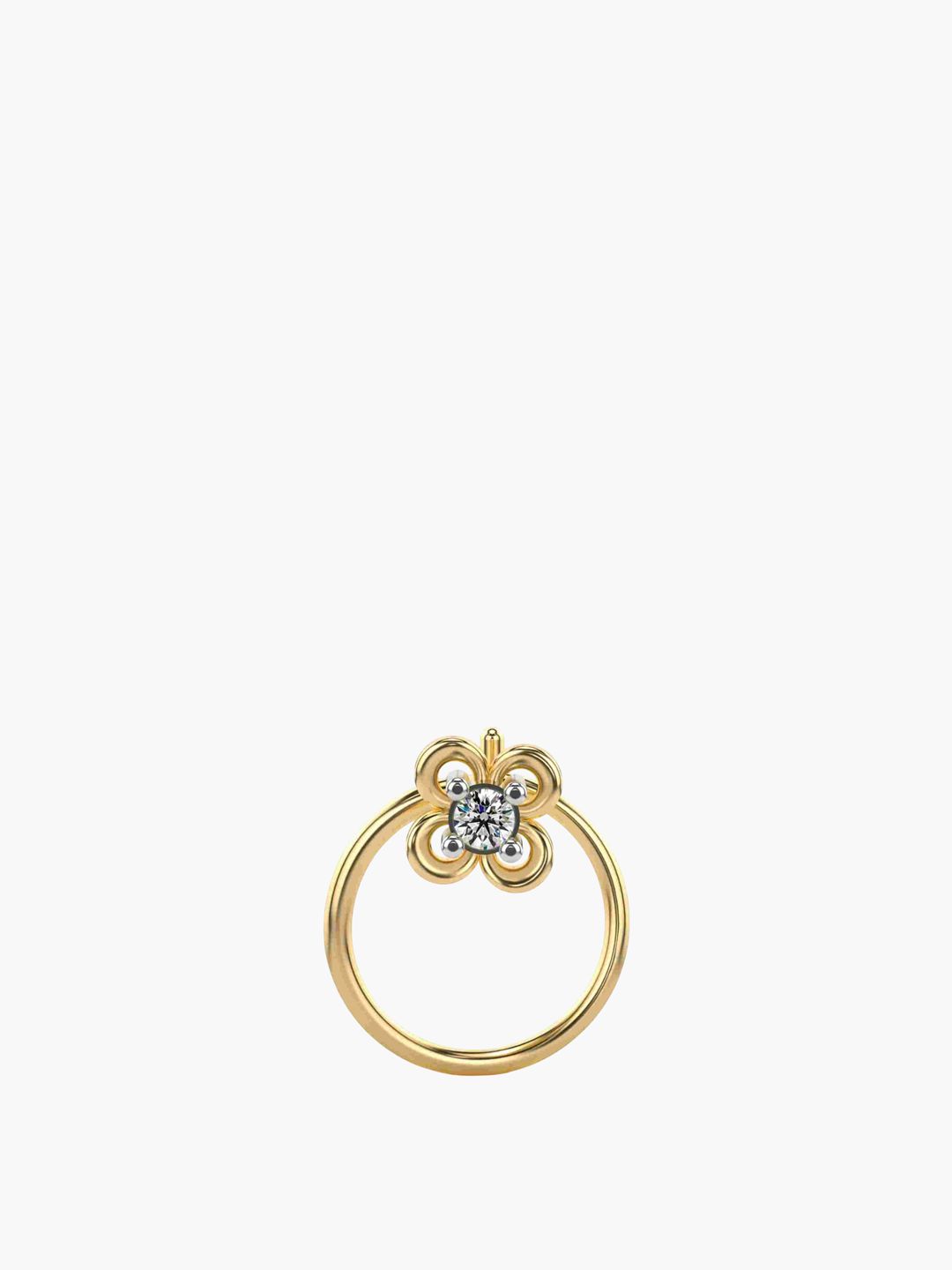 VALANOVA 925 Sterling Silver Diamond Studded Nosepin  0.15g