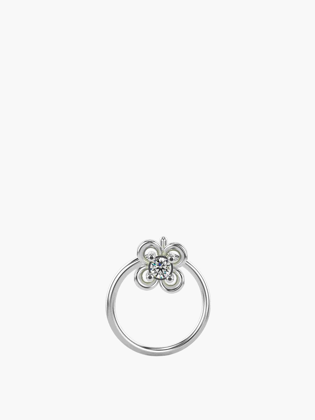VALANOVA 925 Sterling Silver Diamond Studded Nosepin  0.15g