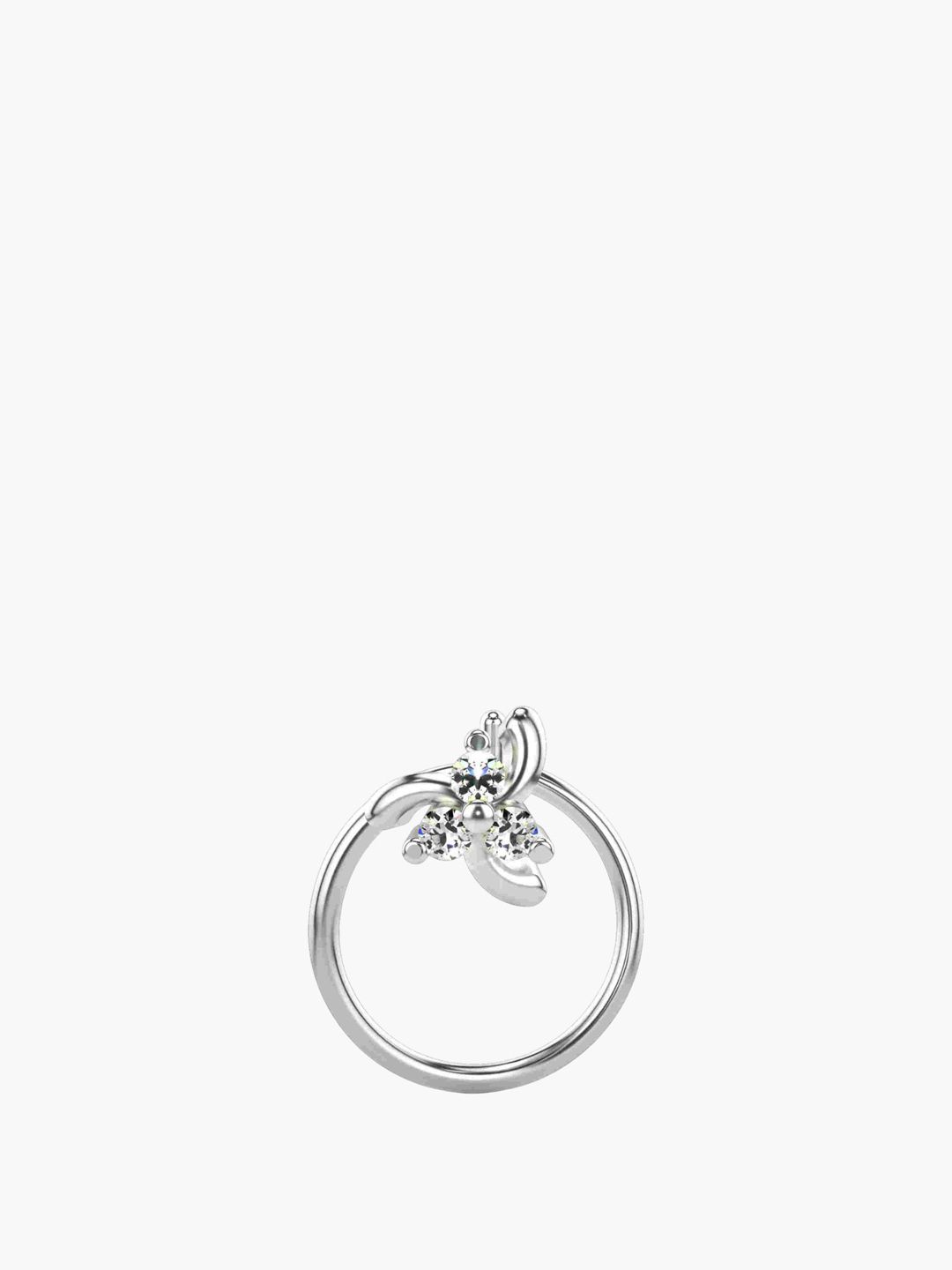 VALANOVA 925 Sterling Silver Diamond Studded Nosepin  0.16g