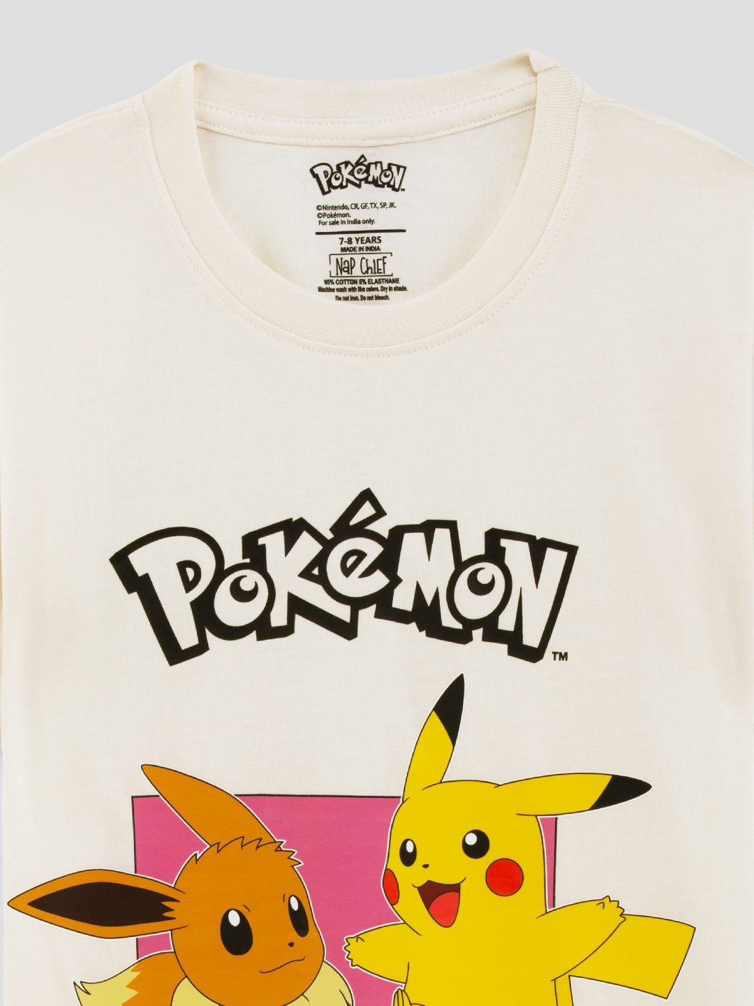 Buy Nap Chief Girls Pikachu Eevee Printed Pure Cotton T-Shirt With