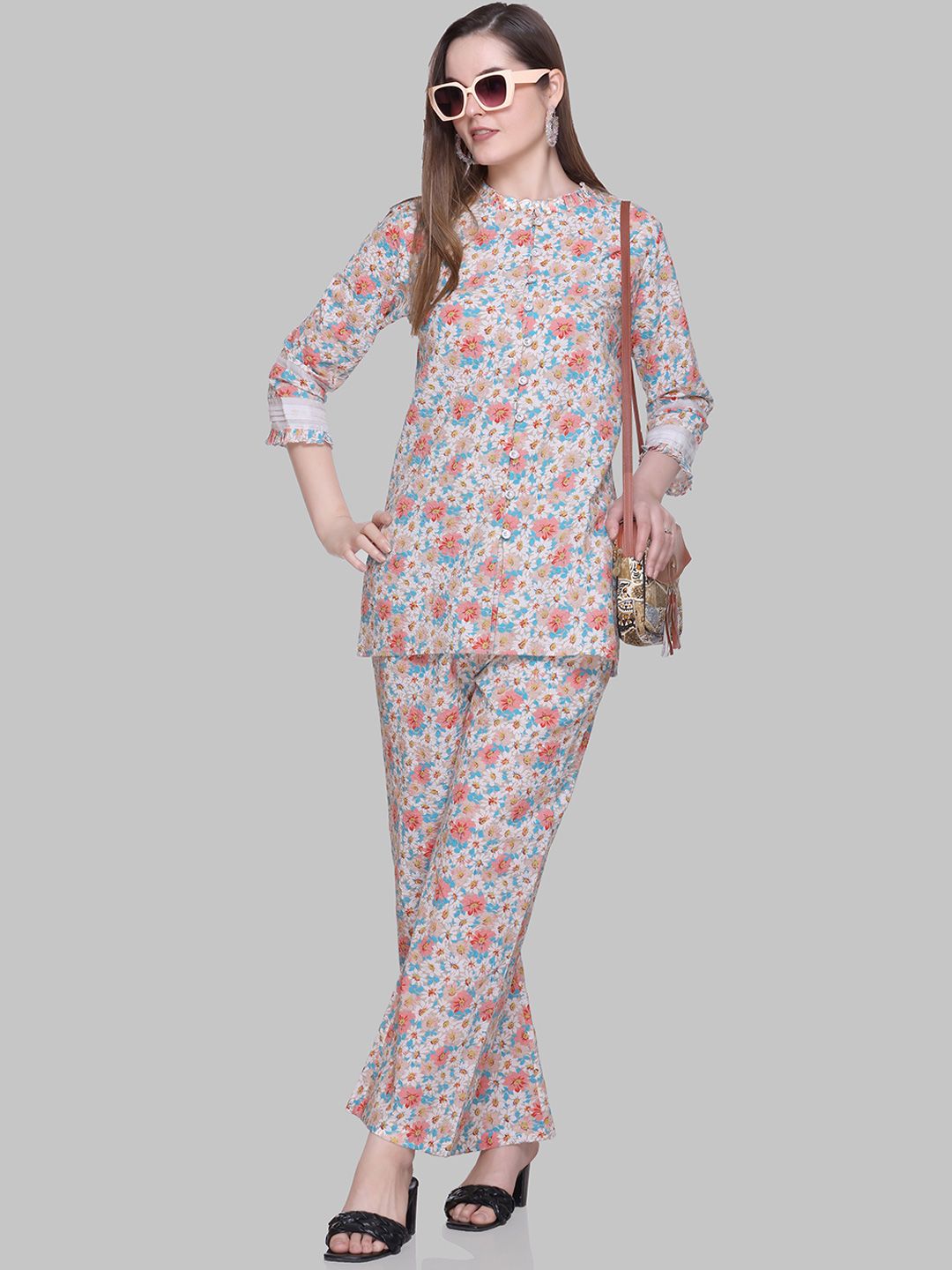 Buy Zeyo Abstract Dyed Shirt Collar Three-Quarter Sleeves Shirt