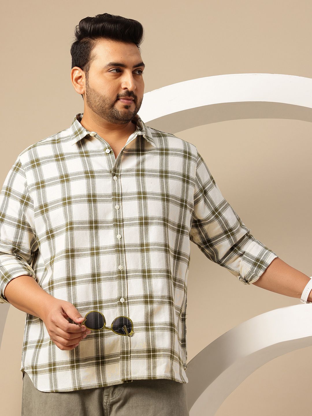 Sztori Men Plus Size Checked Casual Shirt