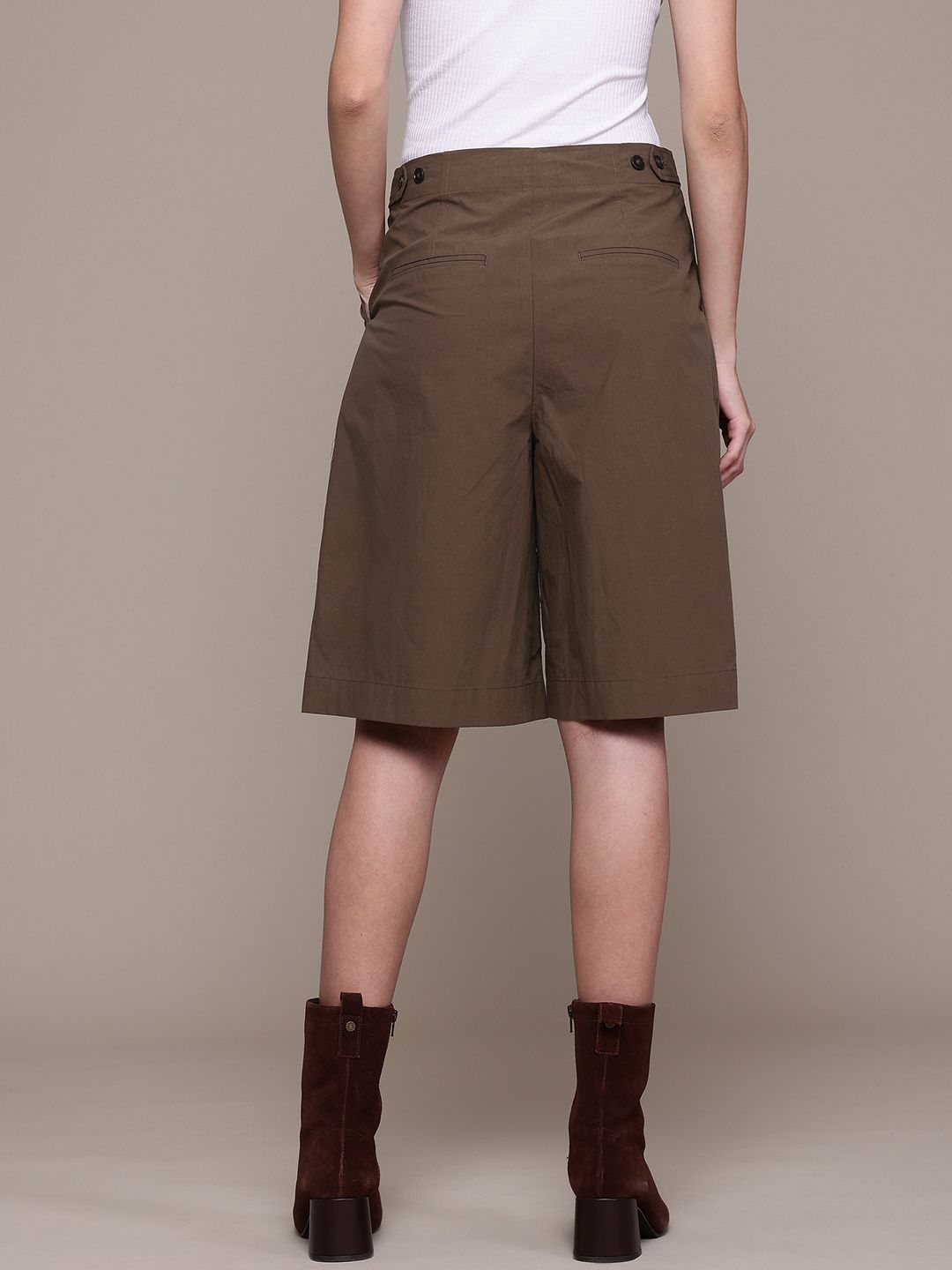 Mid-Rise Pure Cotton Bermuda Shorts