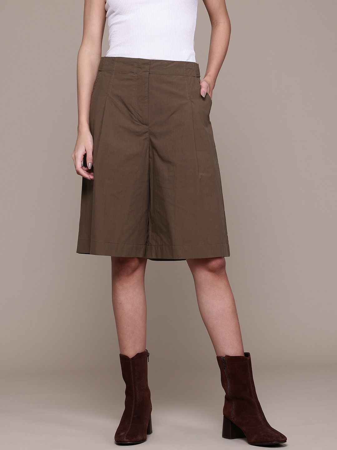 Mid-Rise Pure Cotton Bermuda Shorts