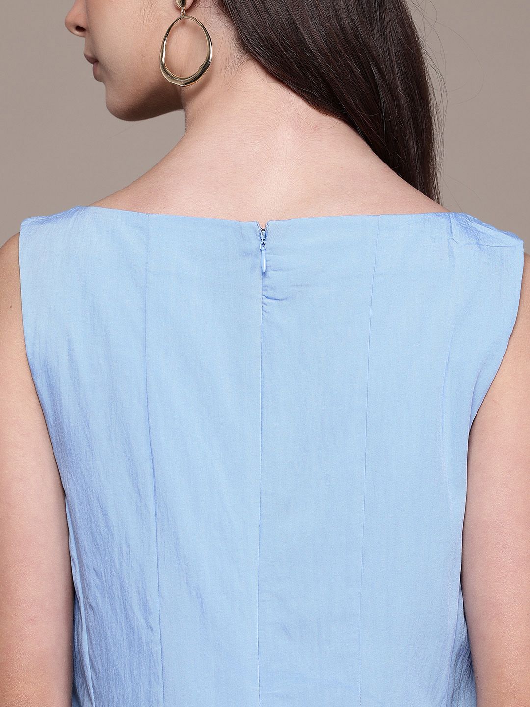Pannelled Detail Boat Neck A-Line Dress