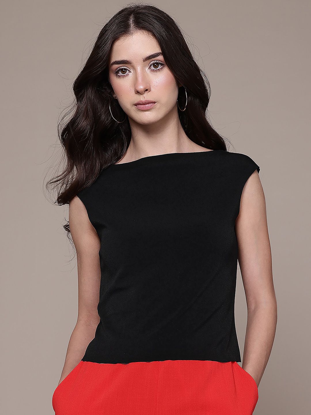 MANGO MANGO Boat Neck Styled Back Top