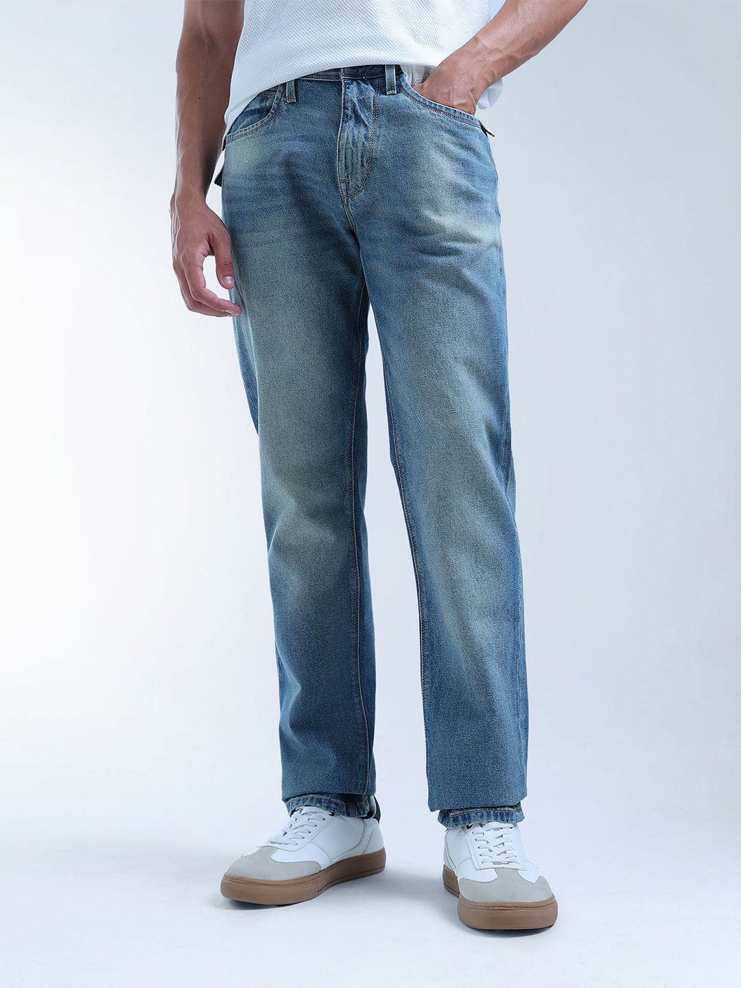 Flying Machine Men Slim Fit Mid-Rise Light Fade Stretchable Jeans
