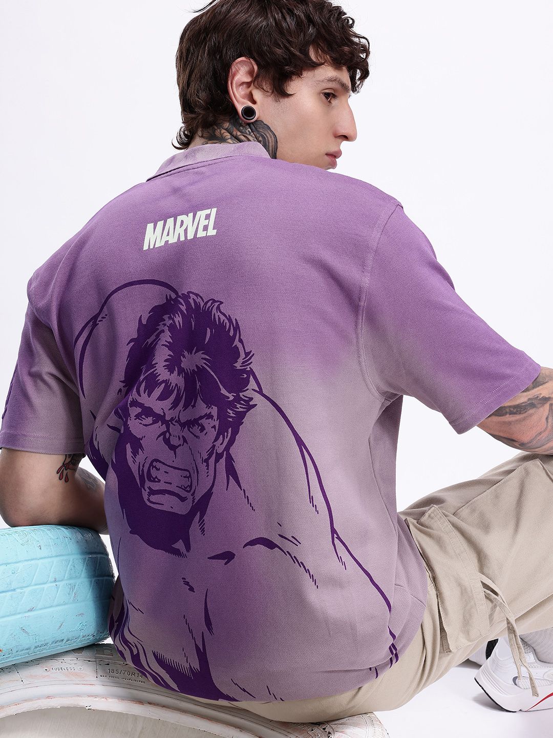 Kook N Keech Marvel Men Printed Oversized Polo T-shirt