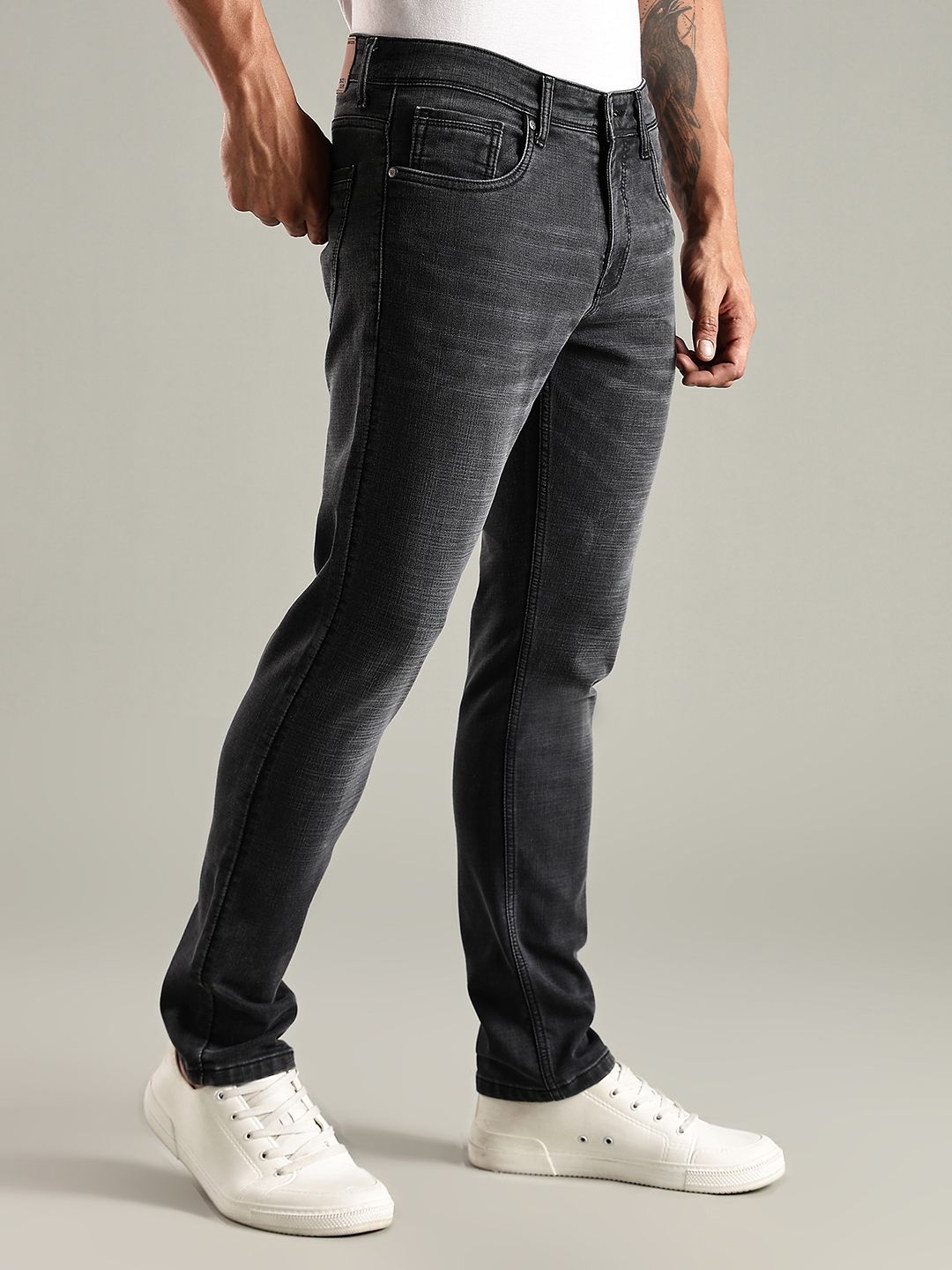 Thomas Scott Men Original Slim Fit Mid-Rise Light Fade Stretchable Jeans