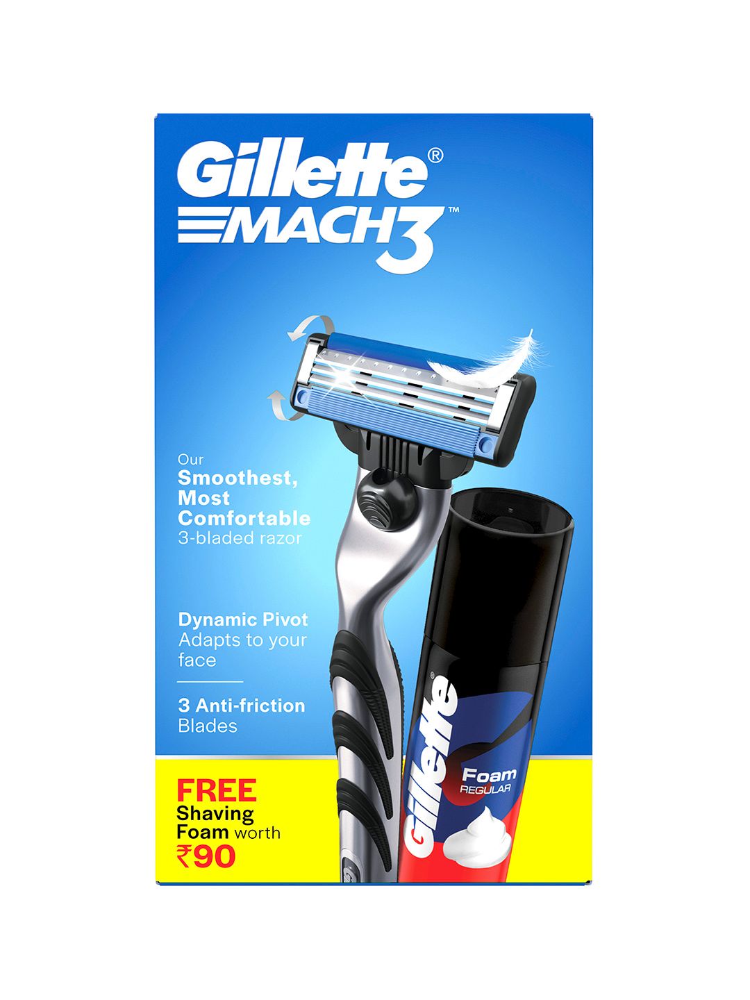 Gillette Gillette Mach 3 Savings Pack - Shaving Razor with Classic Pre Shave Foam 50g