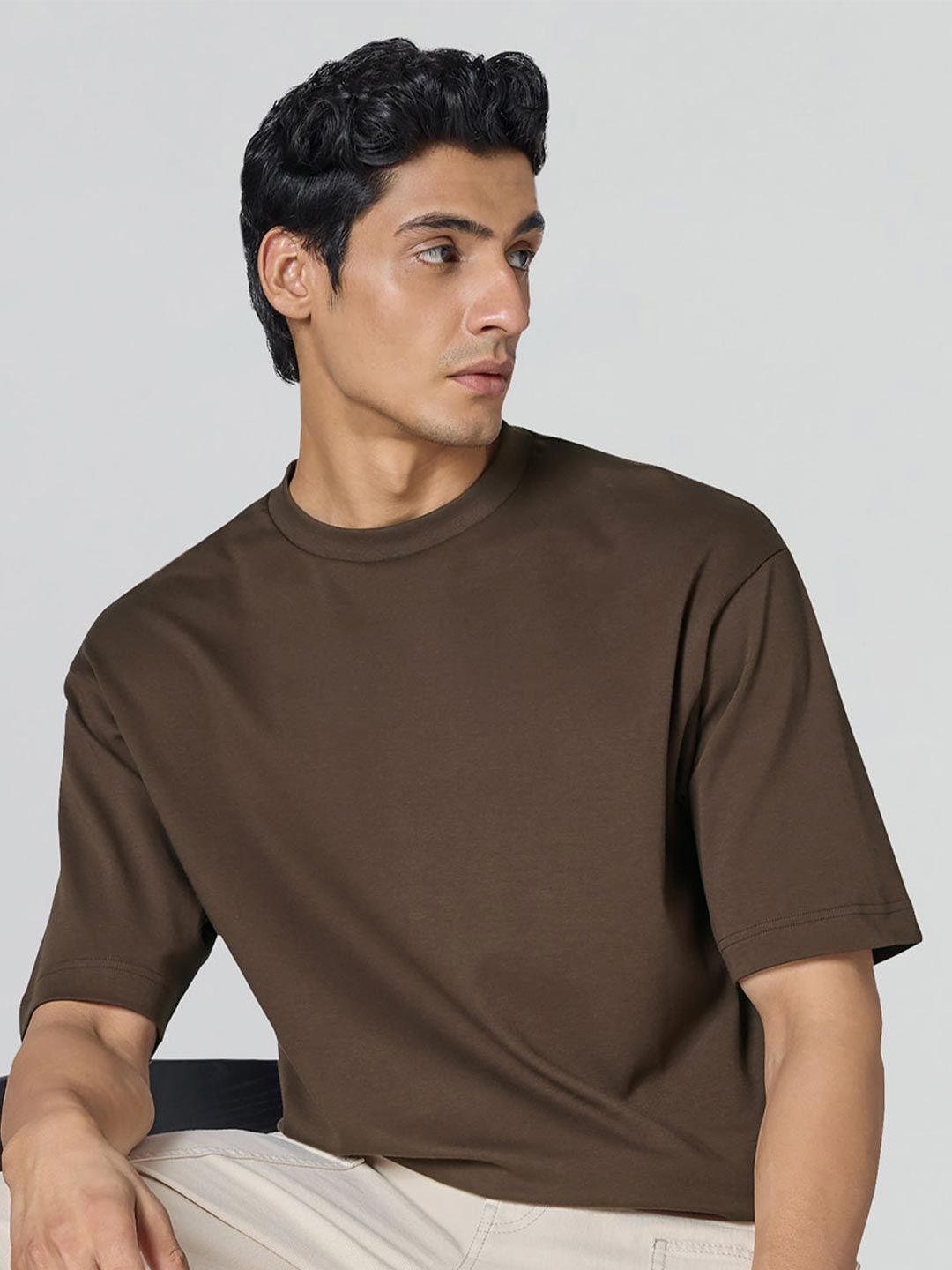Buy XYXX Men Solid Round Neck Cotton Oversized Lounge Tshirts