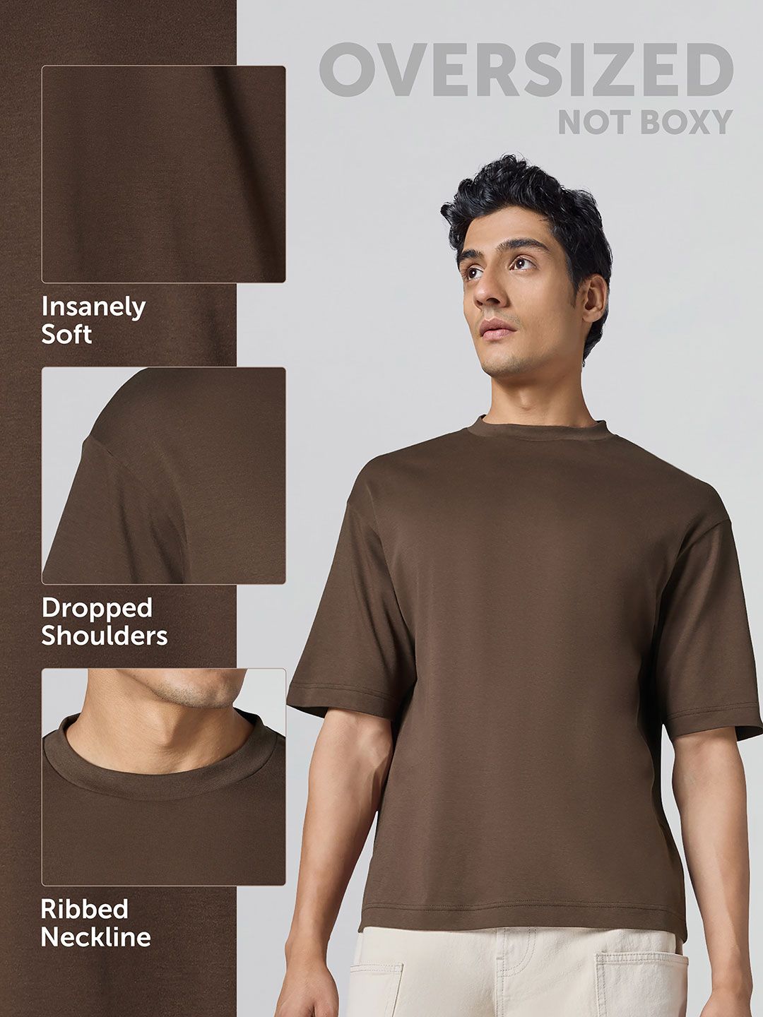 Buy XYXX Men Solid Round Neck Cotton Oversized Lounge Tshirts