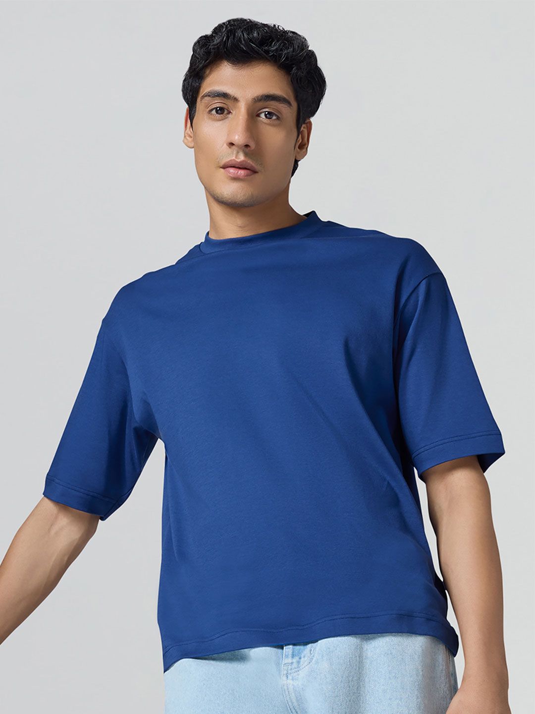 Buy XYXX Men Solid Round Neck Cotton Oversized Lounge Tshirts