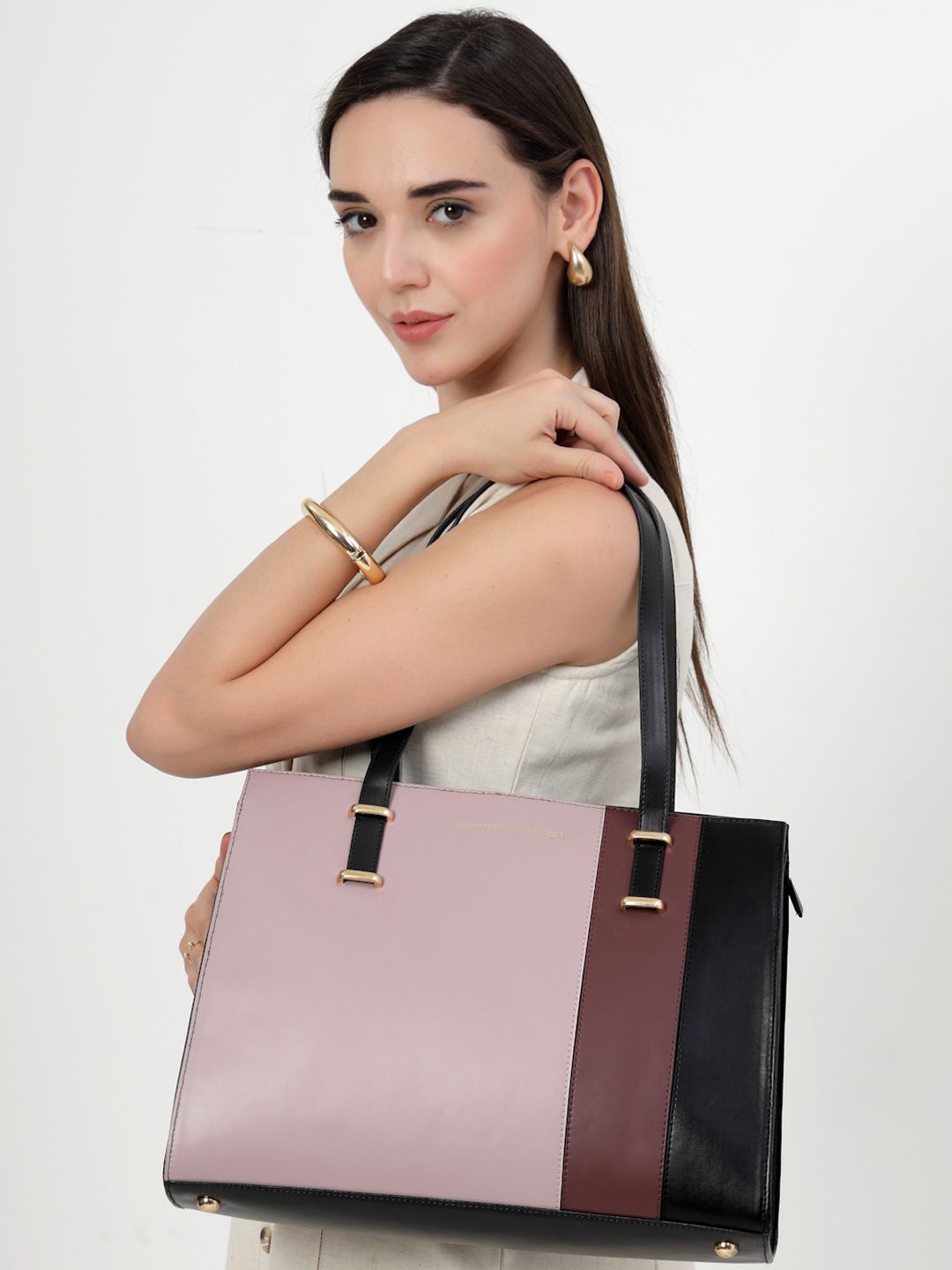 French Connection French Connection Women Colourblocked Structured Office Tote Bag