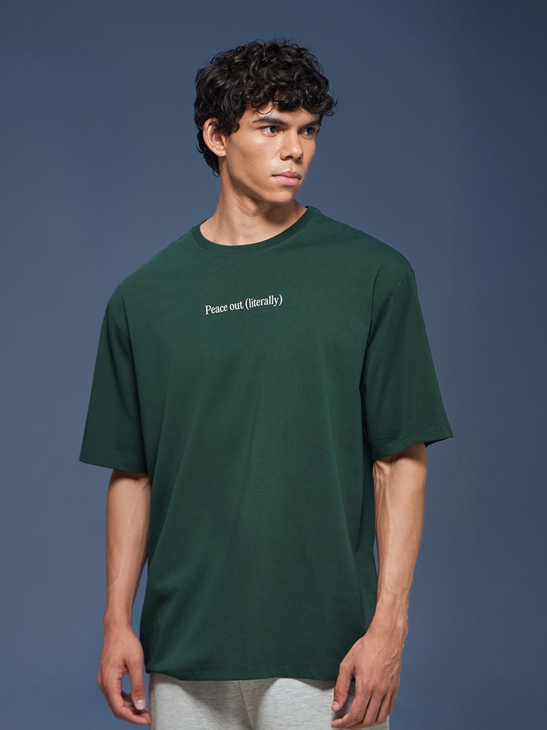 BOLDFIT Unisex Rapid-Dry Typography Printed Round Neck Oversized T-shirt