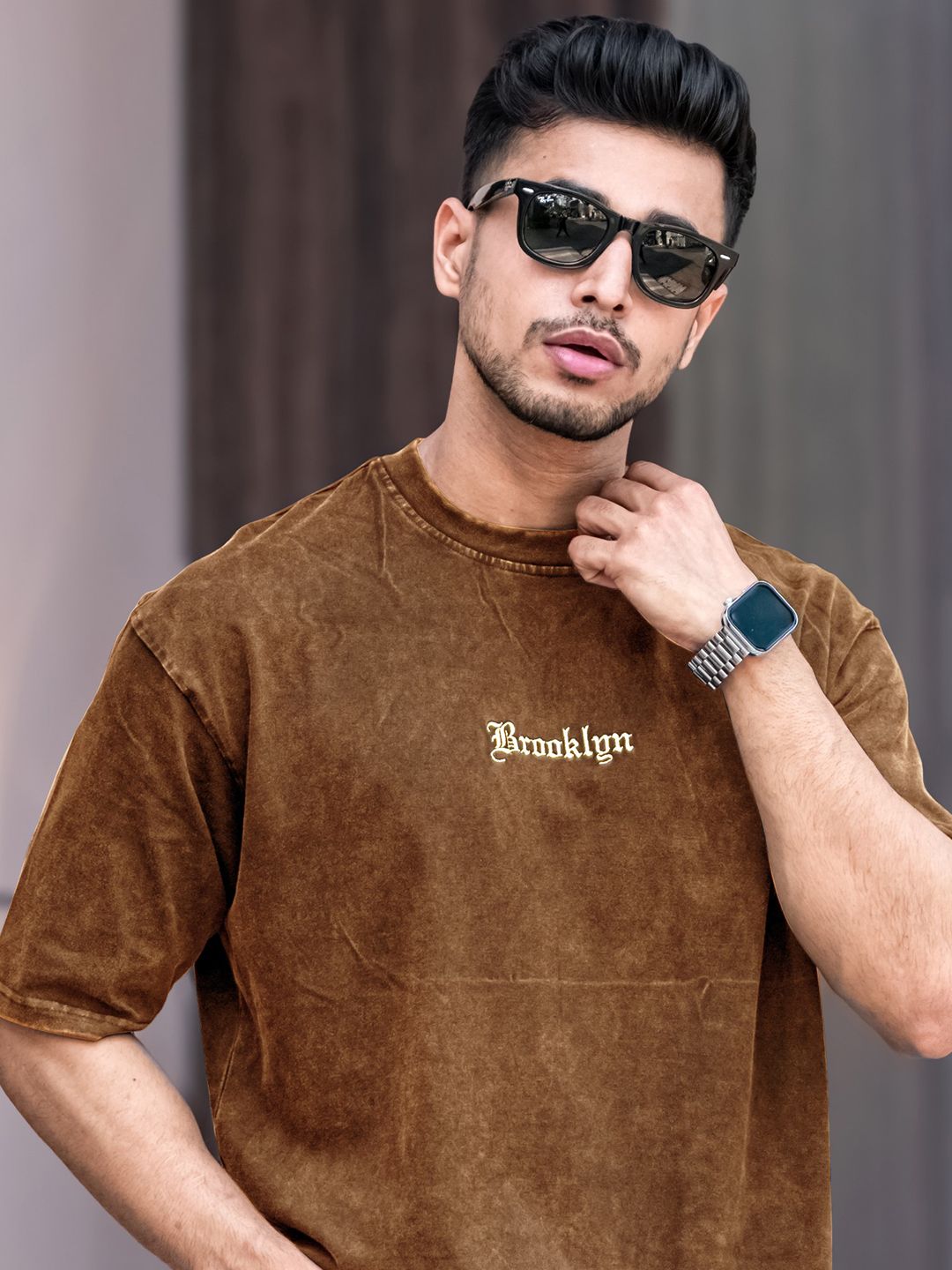 Maniac Printed Round Neck Drop-Shoulder Sleeves Cotton Oversized T-shirt