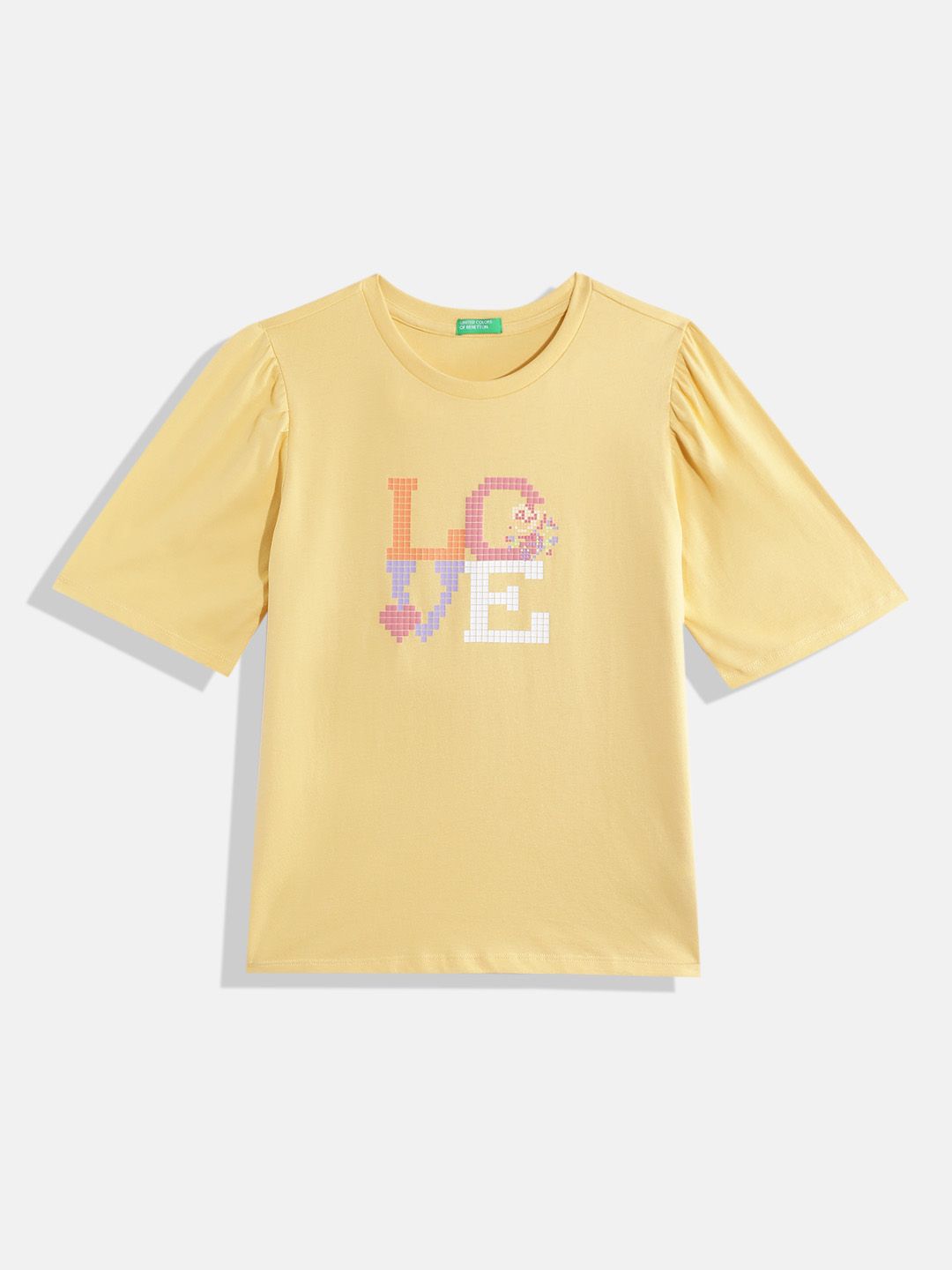 United Colors of Benetton Girls Typography Printed Pure Cotton Top